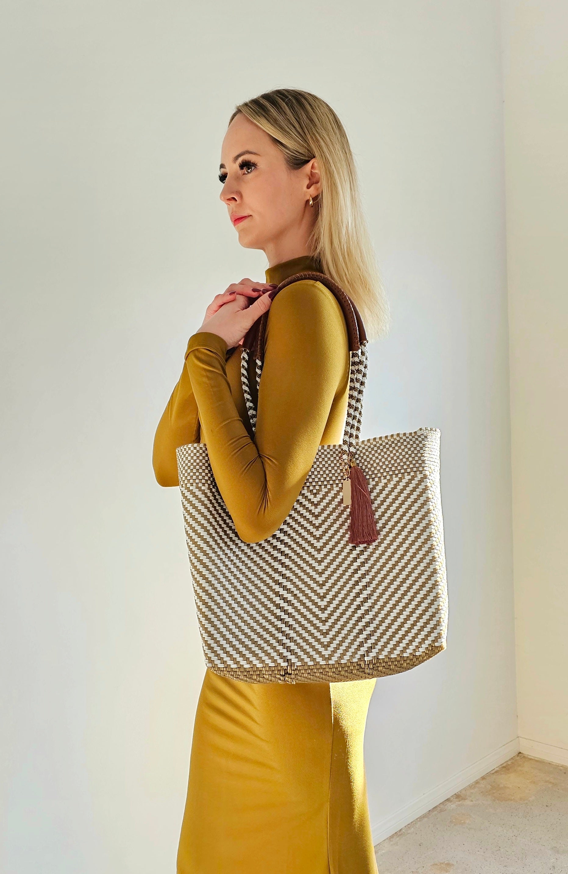 Ivory Resort Tote Bag | Handwoven Recycled Plastic | MAVIS BY HERRERA