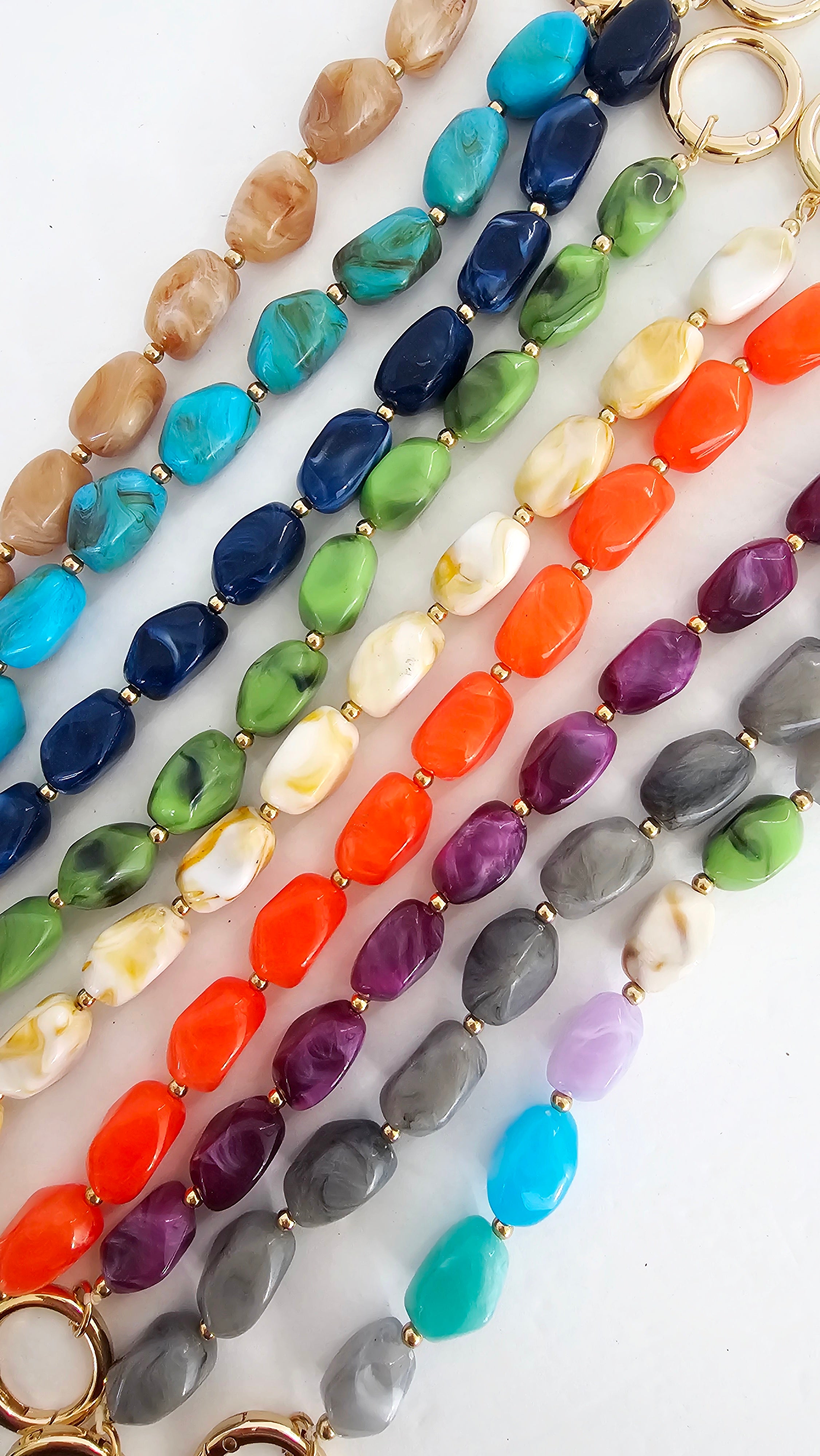 Marbled Acrylic Chain Strap - Azure