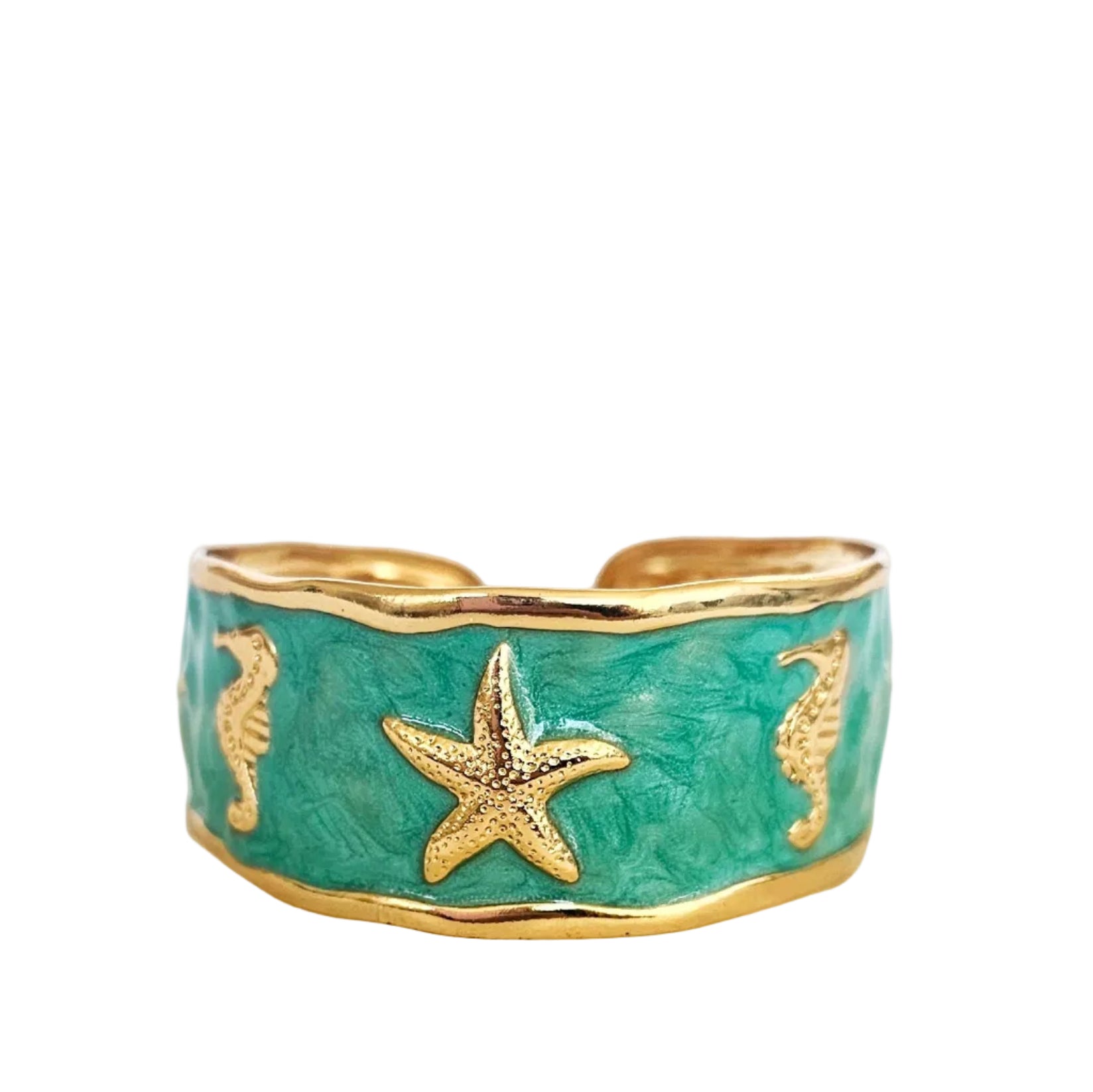 Coral Starfish Cuff Bracelet