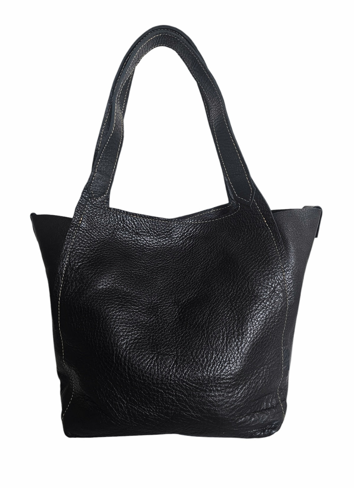 Black luxury leather tote bag soft