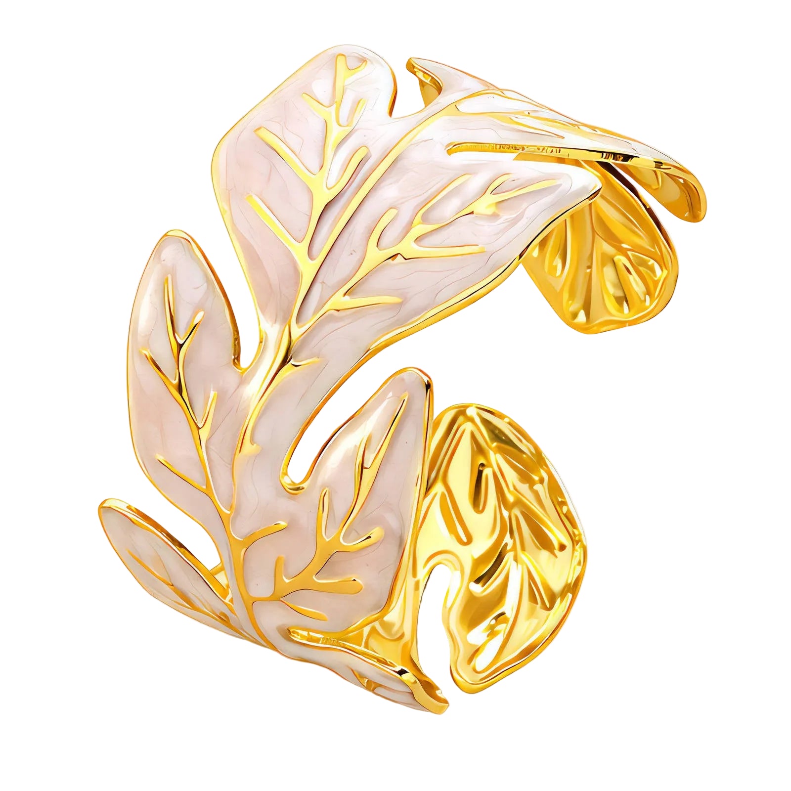 Coral Cuff Bracelet Gold Enamel Resort wear