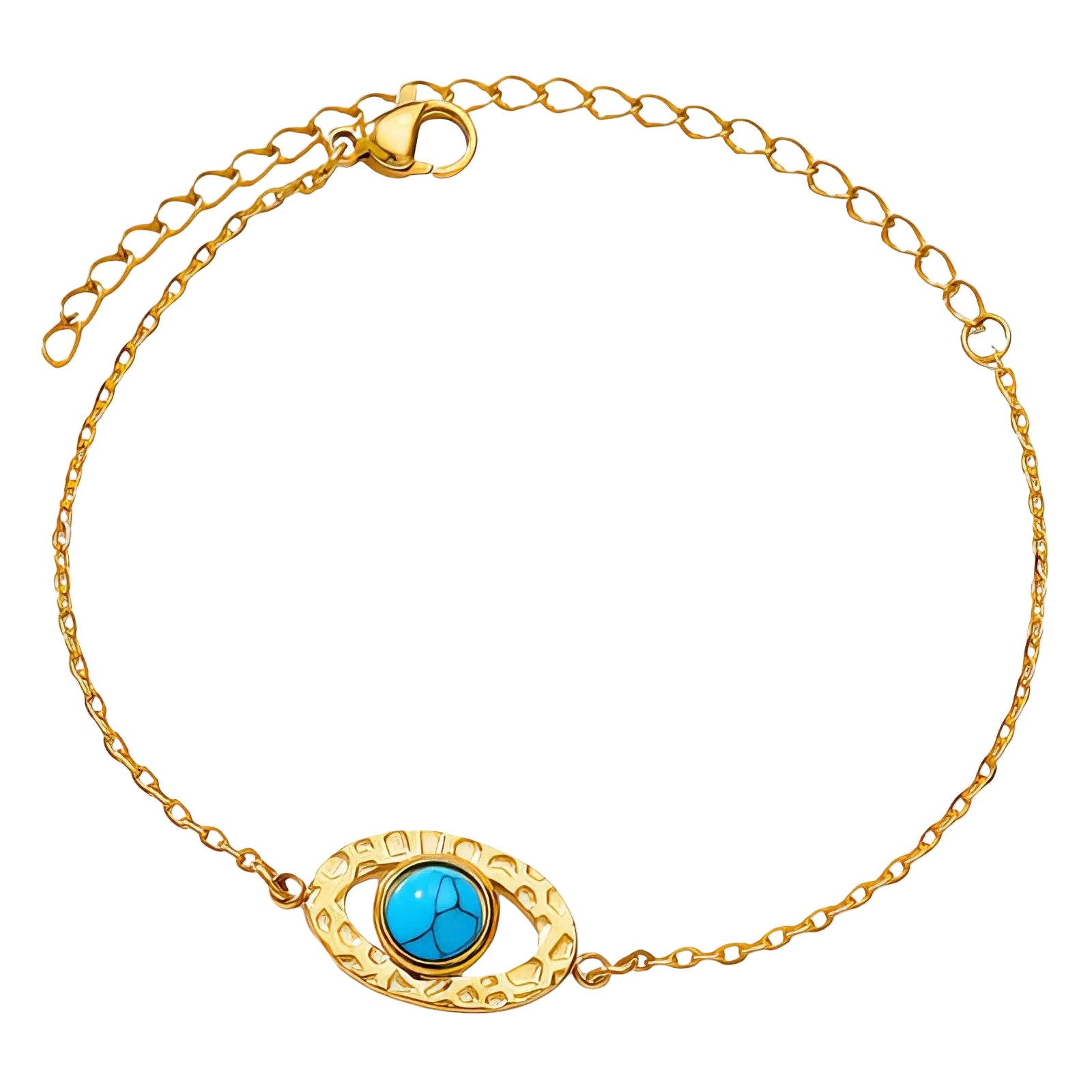 Gold bracelet with a turquoise stone