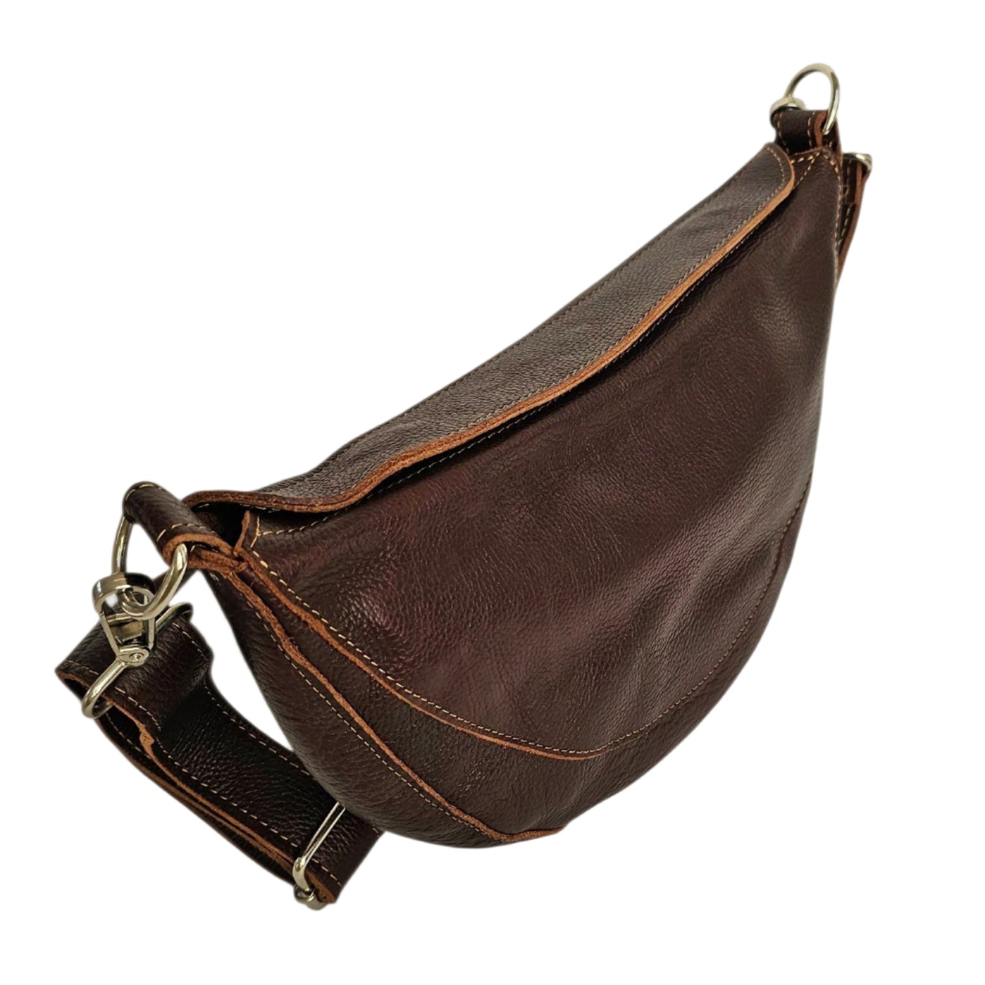 MBH Leather sling bag on color brown