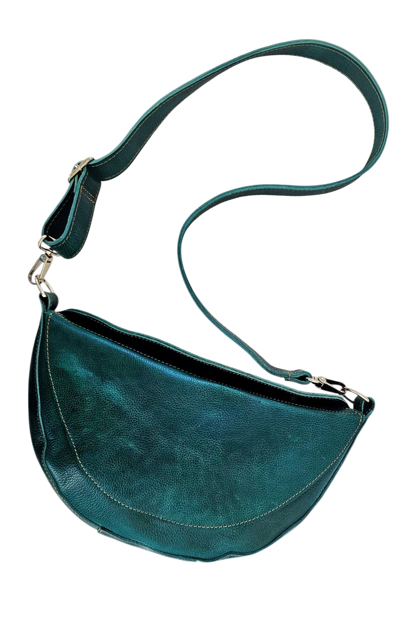 Luna crossbody bag made from leather in green color