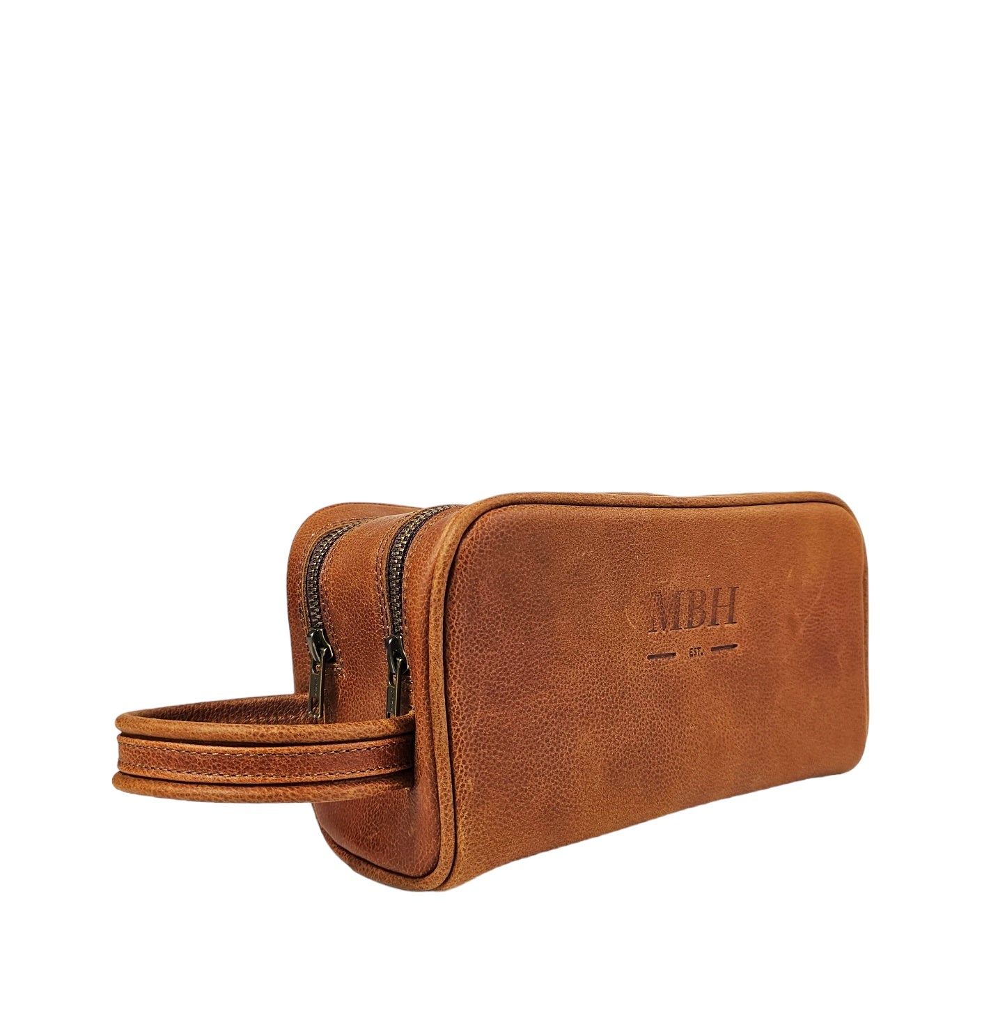 MBH Double Zip Toiletry Bag - Brown