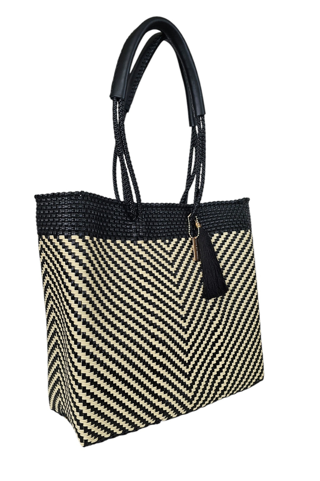 Ivory Black Luxe Tote Bag