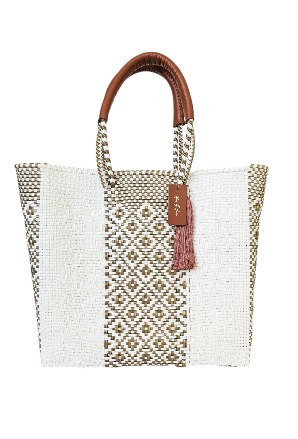 artisan resort tote bag with leather handles