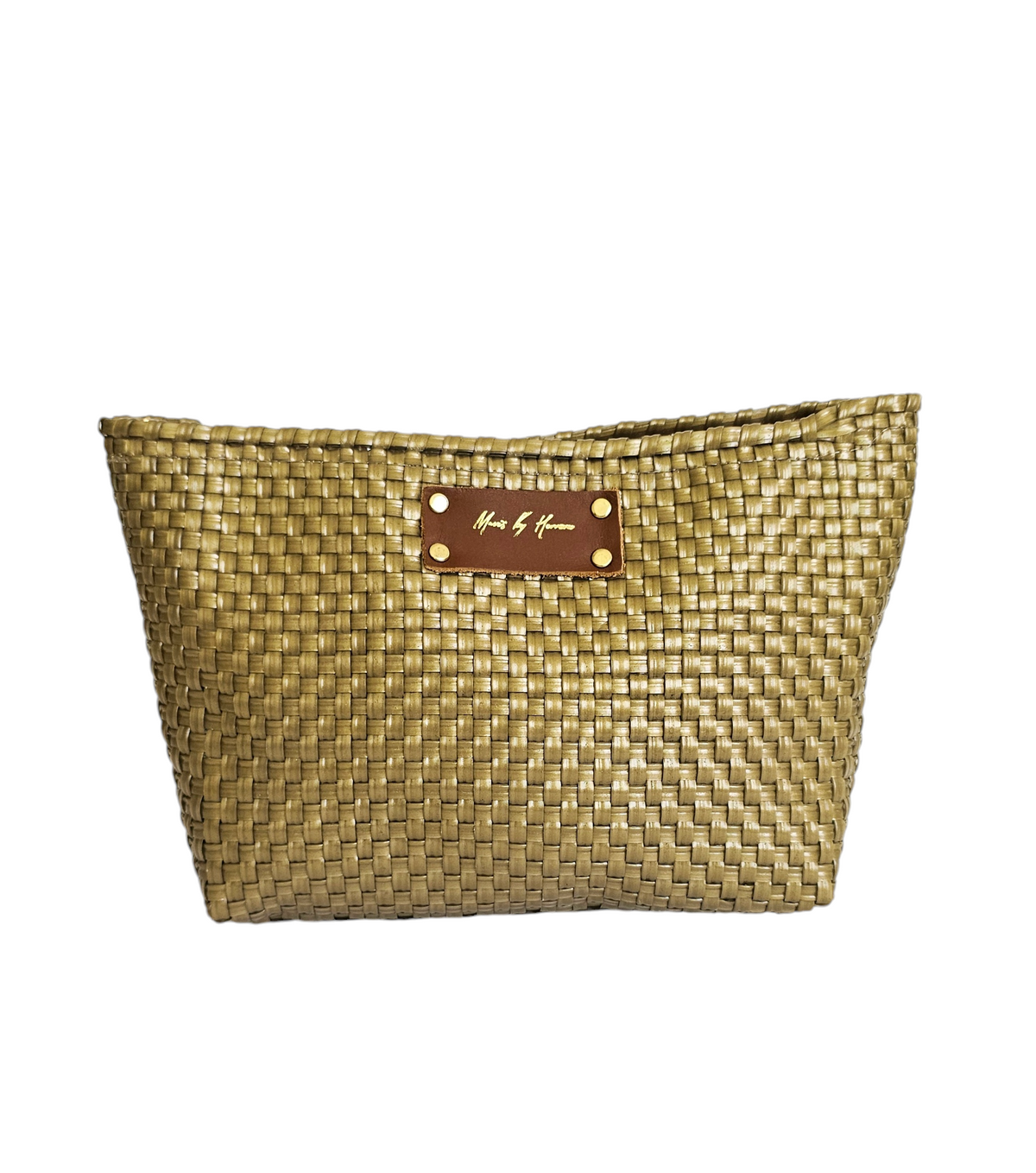 Bella Clutch Purse – Gold — handwoven recycled-plastic clutch purse by Mavis by Herrera