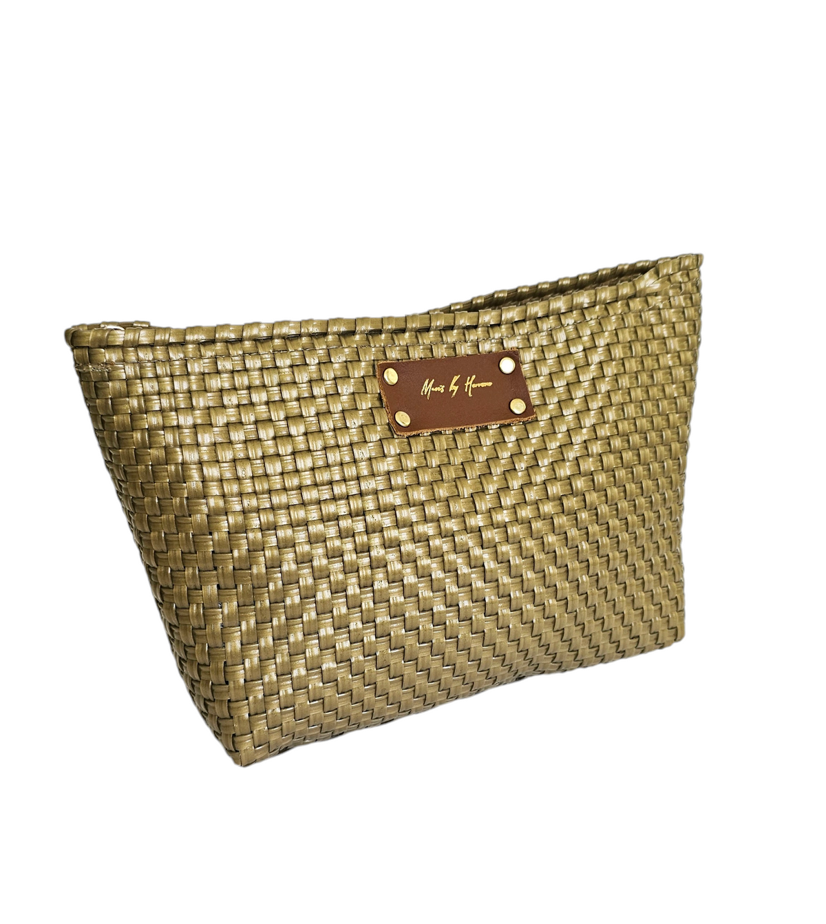 Bella Clutch Purse – Gold — handwoven recycled-plastic clutch purse by Mavis by Herrera