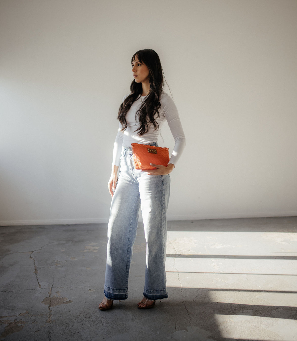 Bella Clutch Purse – Vivid Orange — handwoven recycled-plastic clutch purse by Mavis by Herrera