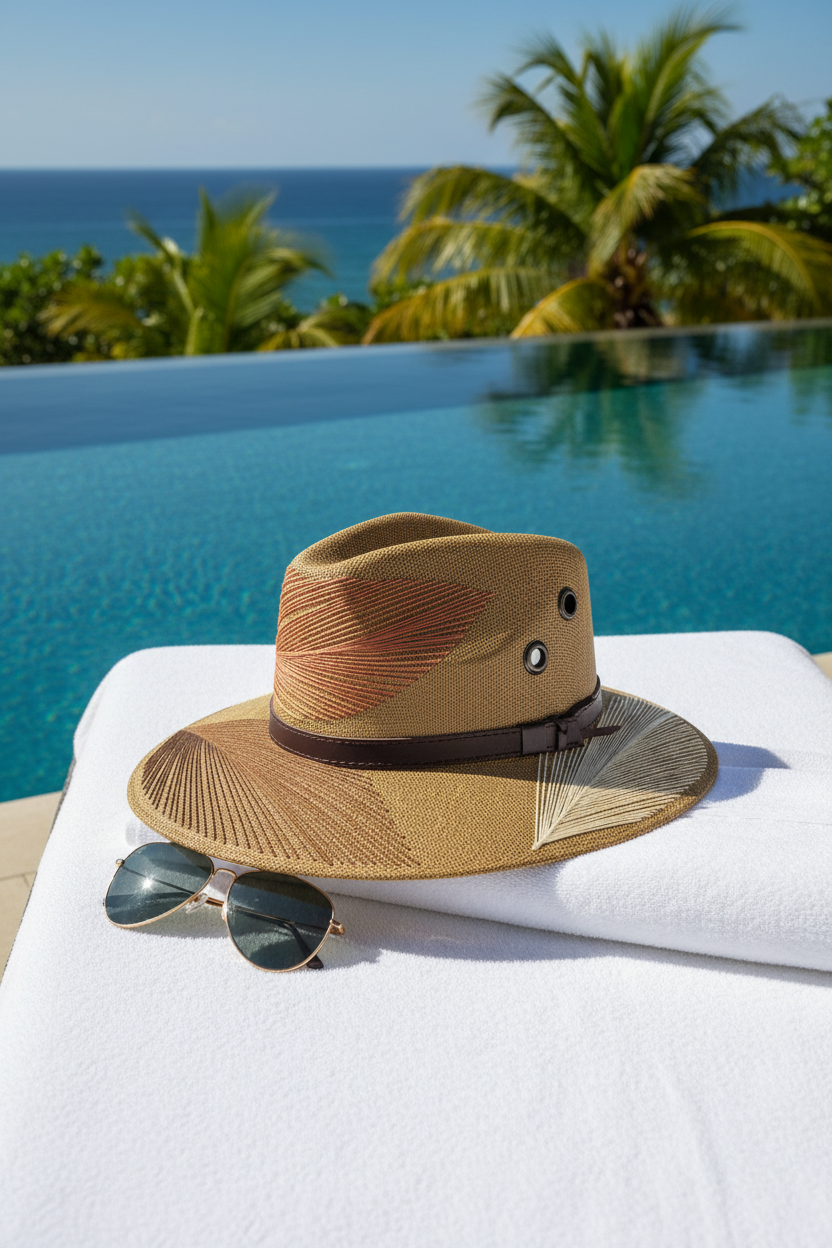 Cabana Embroidered Fedora Hat - Resort Styling