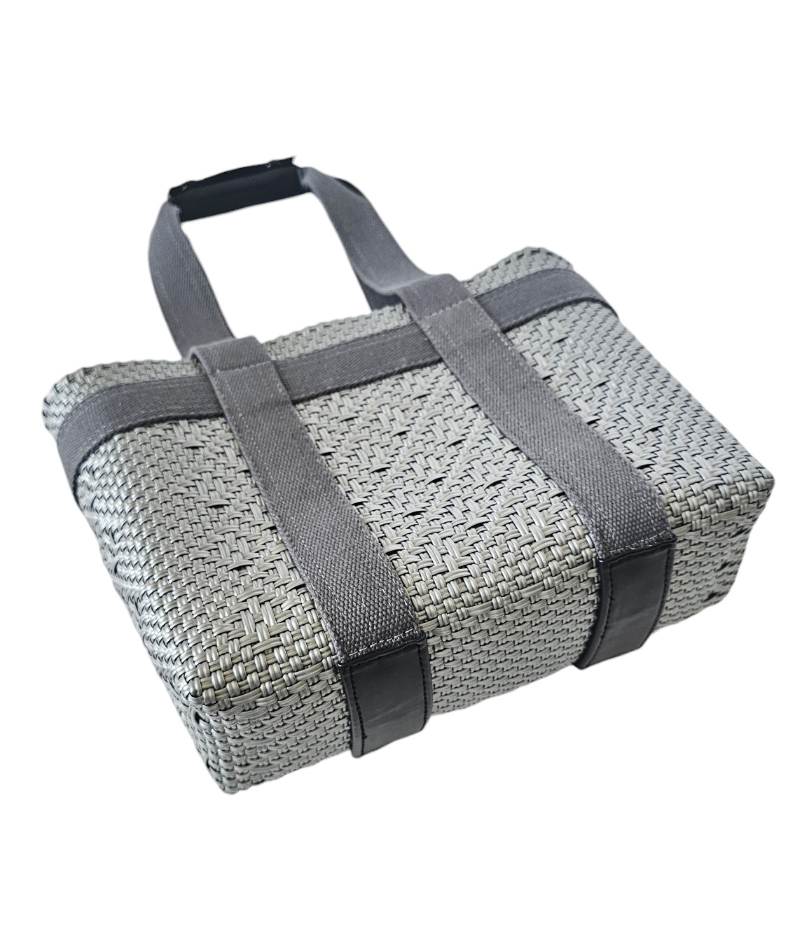 Chic Mini Tote Bag – Silver — handwoven resort tote by Mavis by Herrera