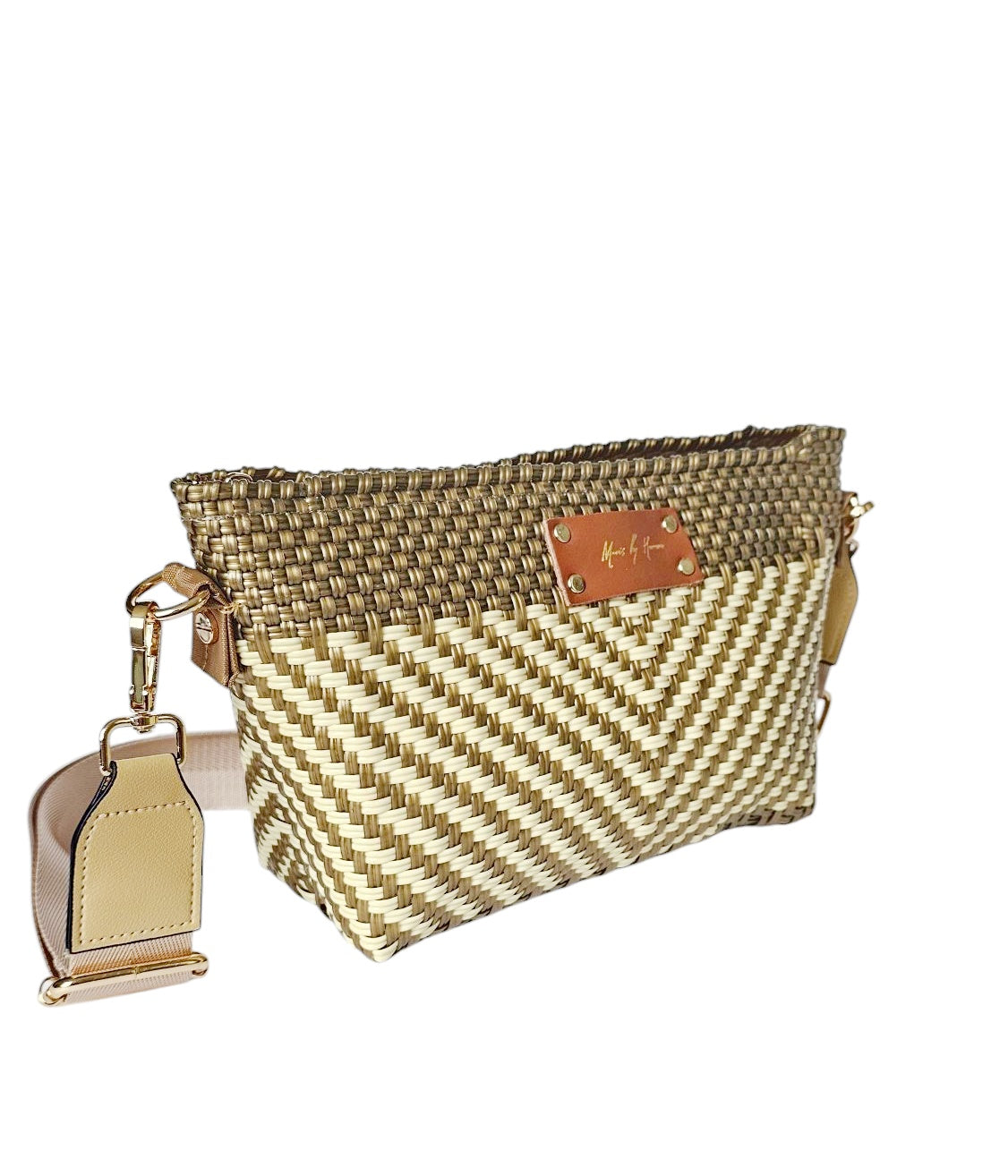 eco-friendly crossbody bag gold ivory