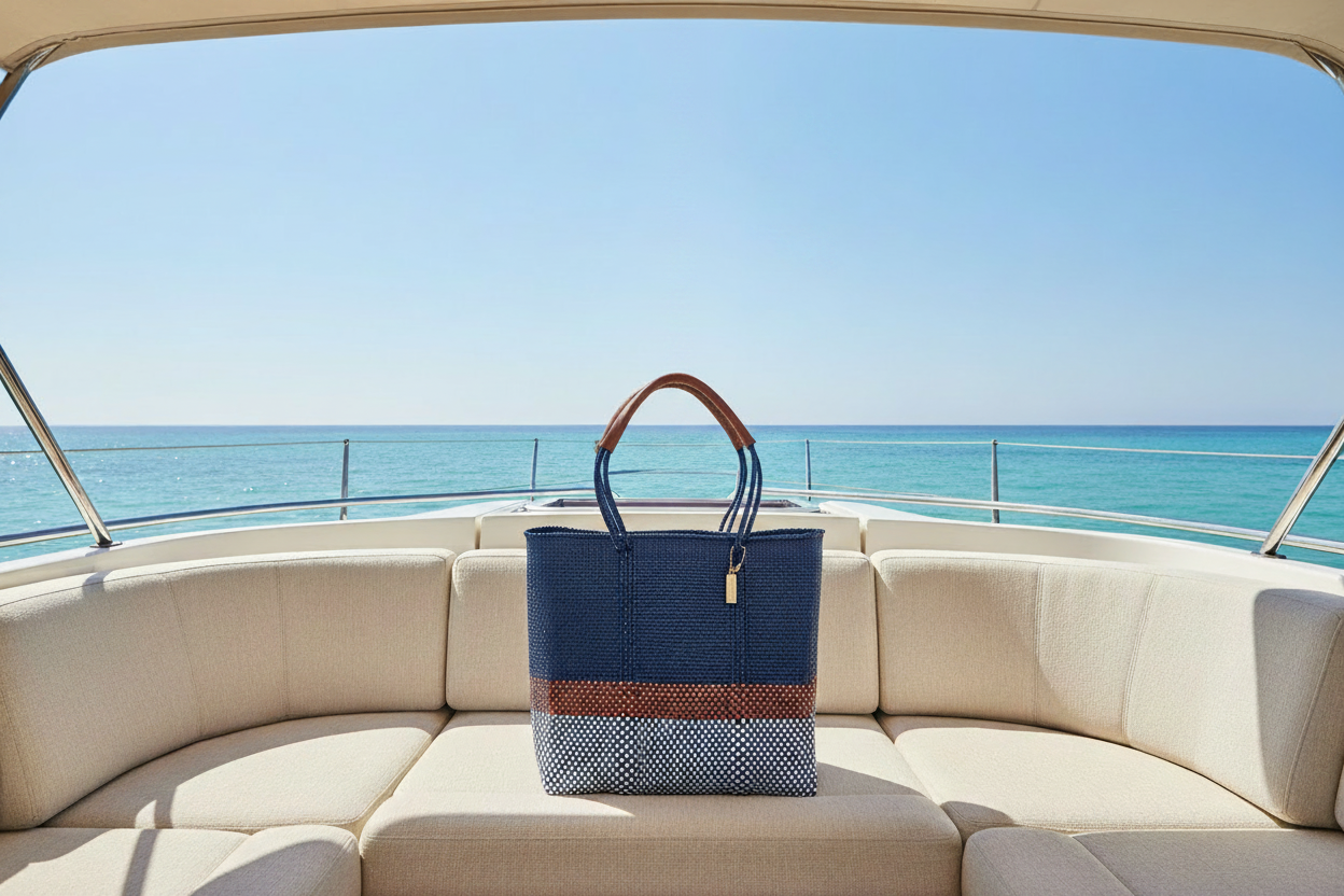French Riviera Resort Tote Bag - Azure Clean Sailboat Interior