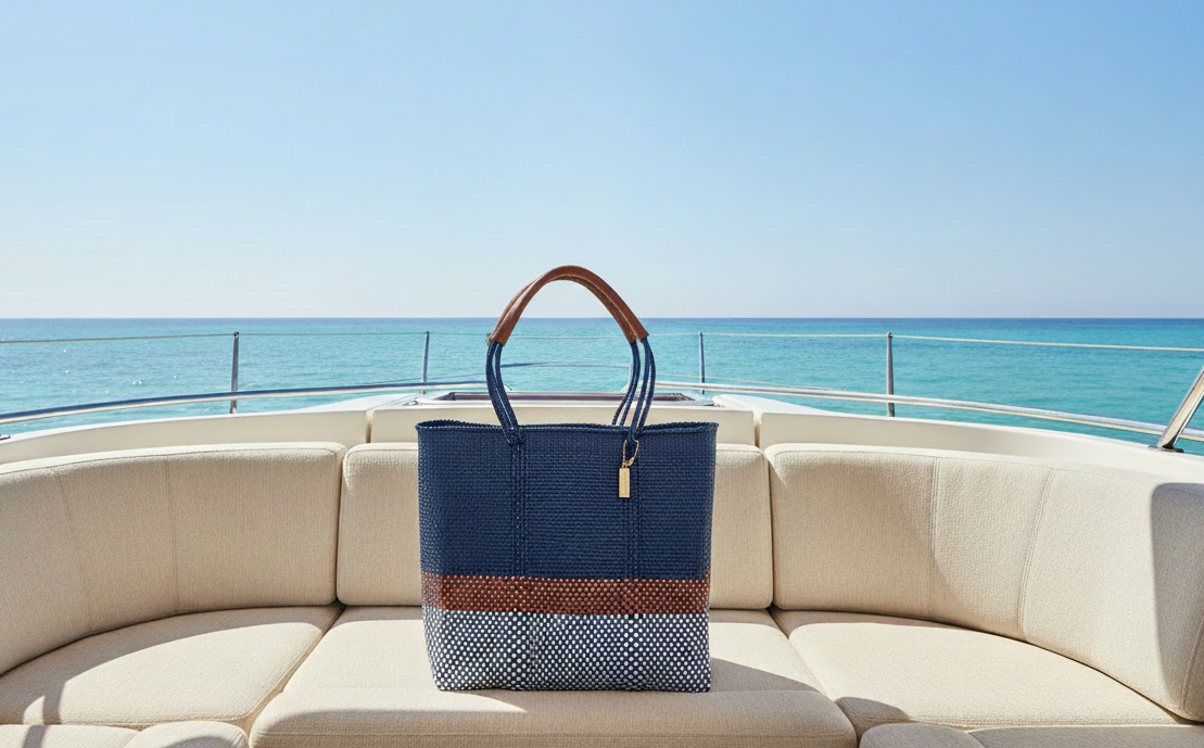 French Riviera Resort Tote Bag - Azure Clean Sailboat Interior