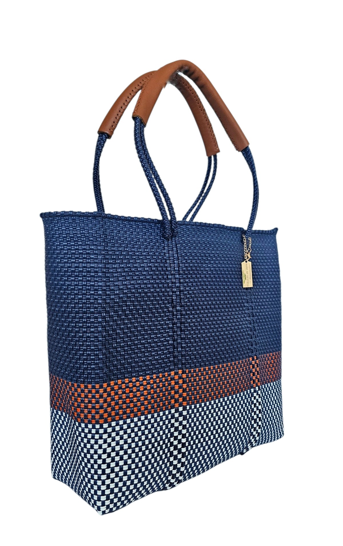 French Riviera Resort Tote Bag – Azure — handwoven recycled-plastic resort tote by Mavis by Herrera