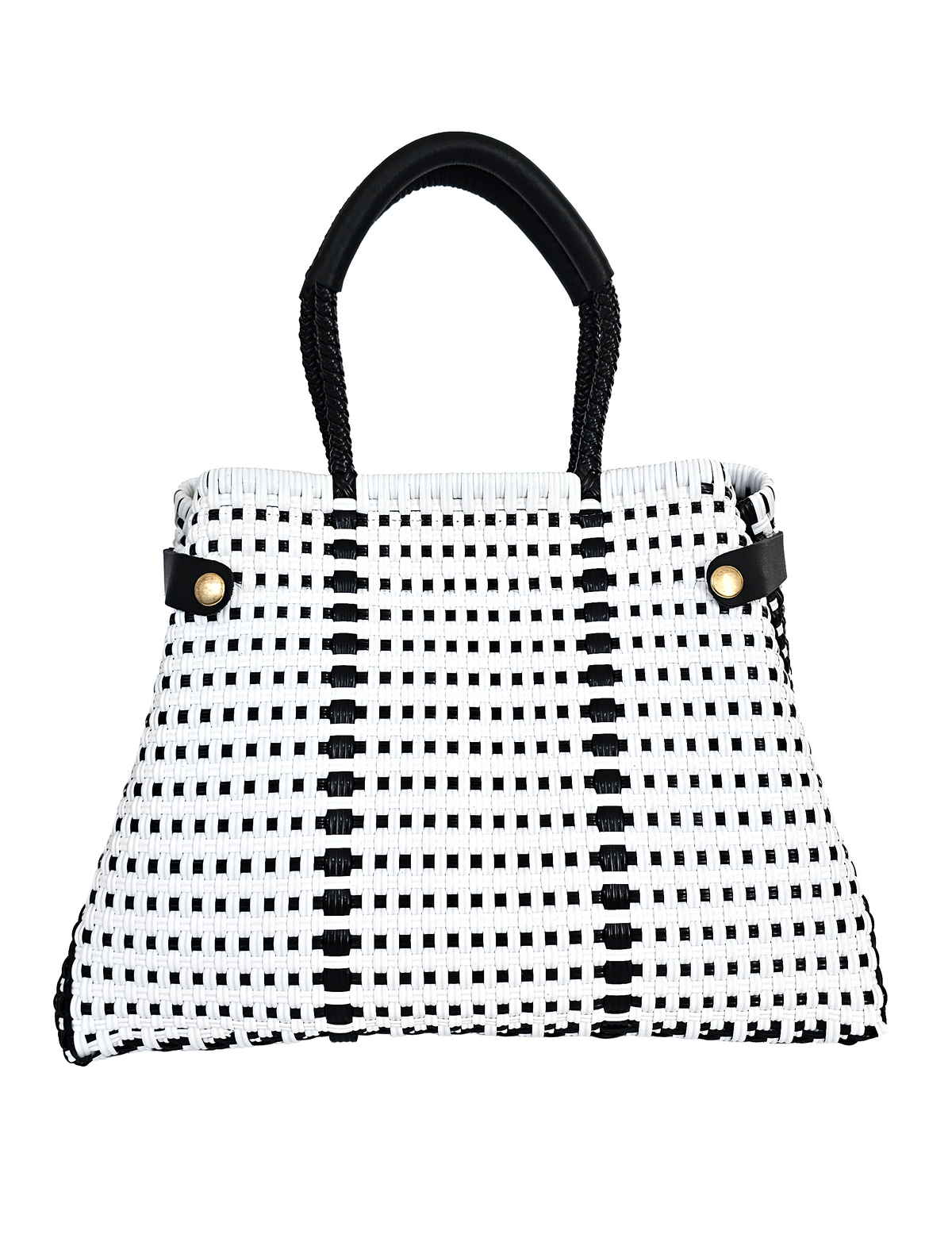 Less Pollution Convertible Handbag – Capri Noir — handwoven recycled-plastic convertible handbag and tote by Mavis by Herrera