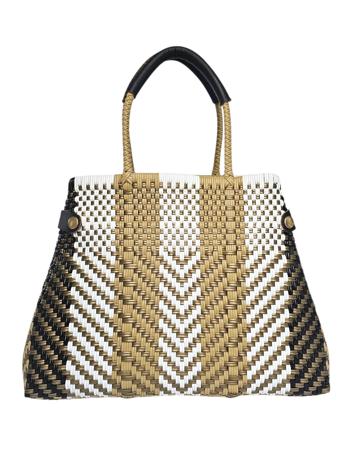 Less Pollution Convertible Handbag to Tote – Espresso — handwoven recycled-plastic convertible handbag and tote by Mavis…