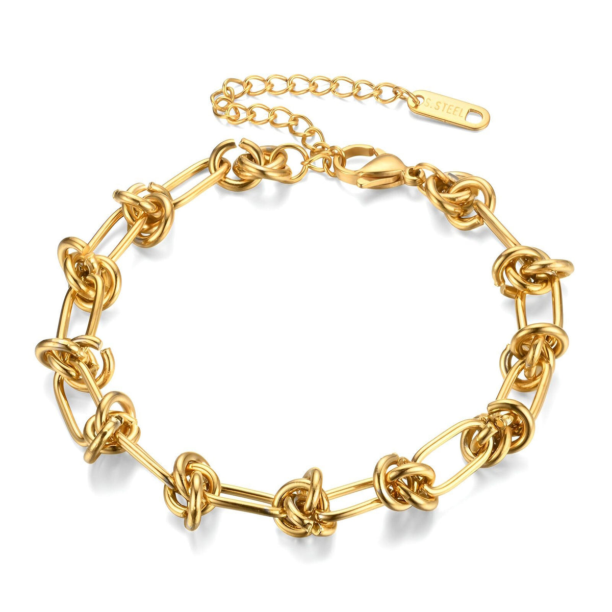 Luxe Knot Bracelet: gold-tone knot-link bracelet with extension chain.