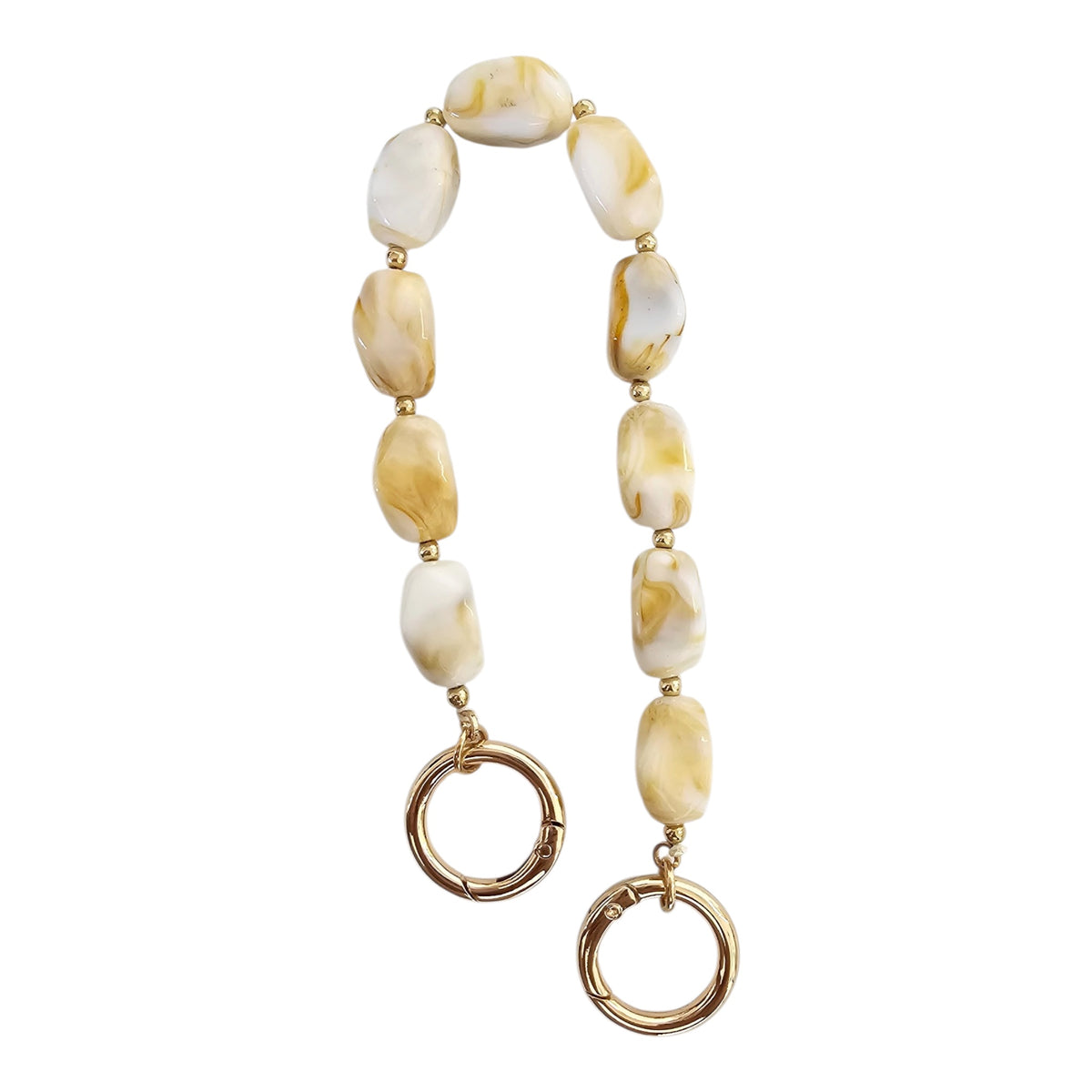Marbled Acrylic Chain Strap - Ivory Pearl: ivory marbled acrylic chain bag strap with gold-tone ring clasps.