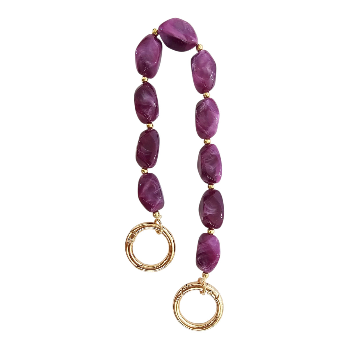 Marbled Acrylic Chain Strap - Lavanda: purple marbled acrylic chain bag strap with gold-tone ring clasps.
