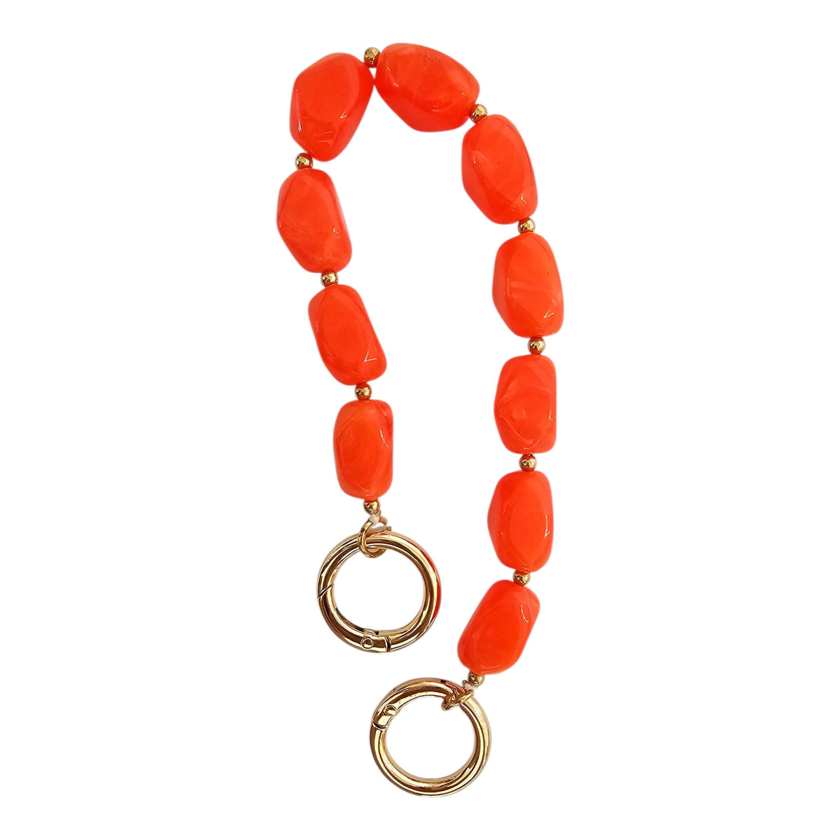 Marbled Acrylic Chain Strap - Orange: orange acrylic chain bag strap with gold-tone ring clasps.