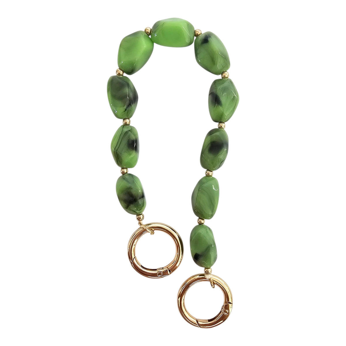 Marbled Acrylic Chain Strap - Palm Green: green marbled acrylic chain bag strap with gold-tone ring clasps.