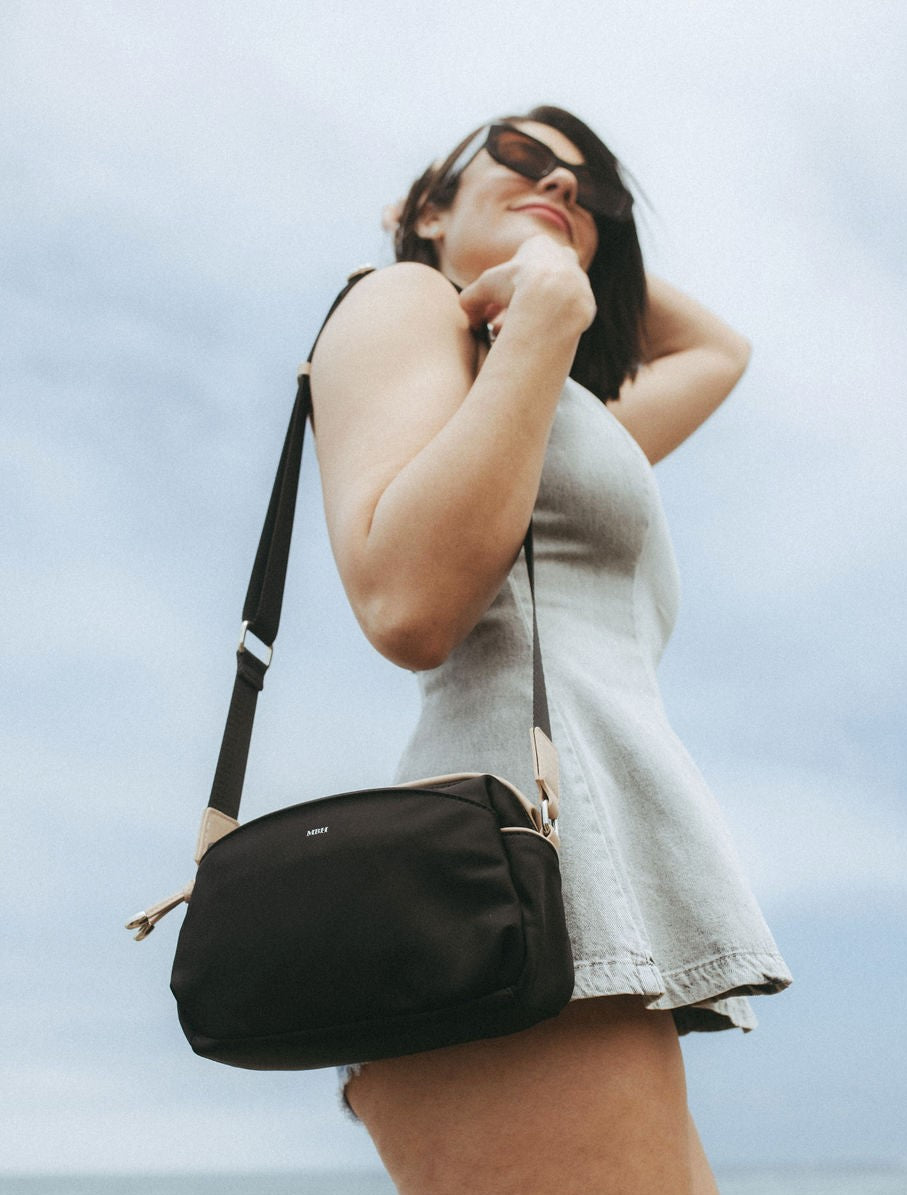 recycled nylon crossbody bag black | Mavis by Herrera