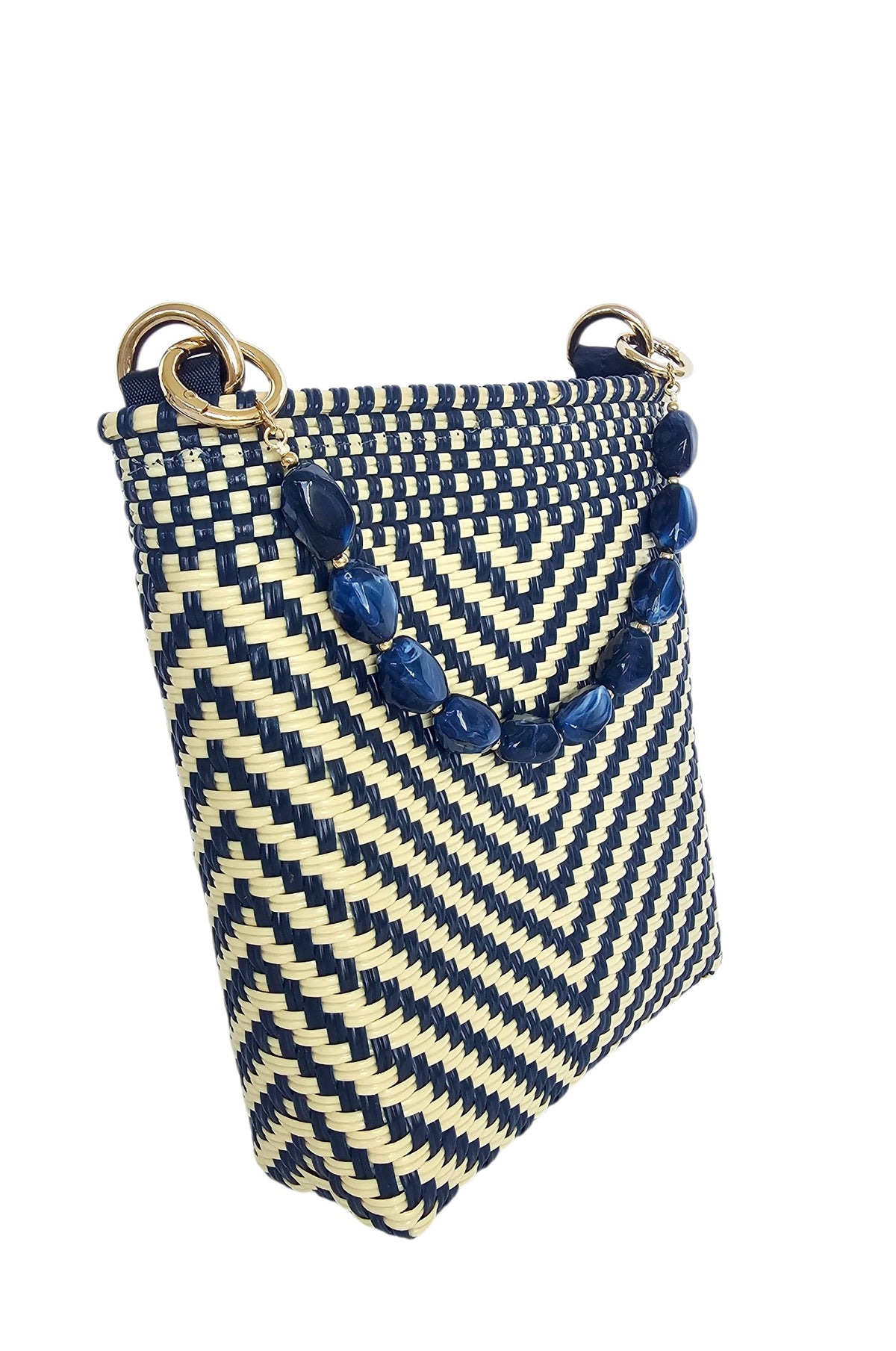 Milano Crossbody Bag – Azure — handwoven recycled-plastic crossbody bag by Mavis by Herrera