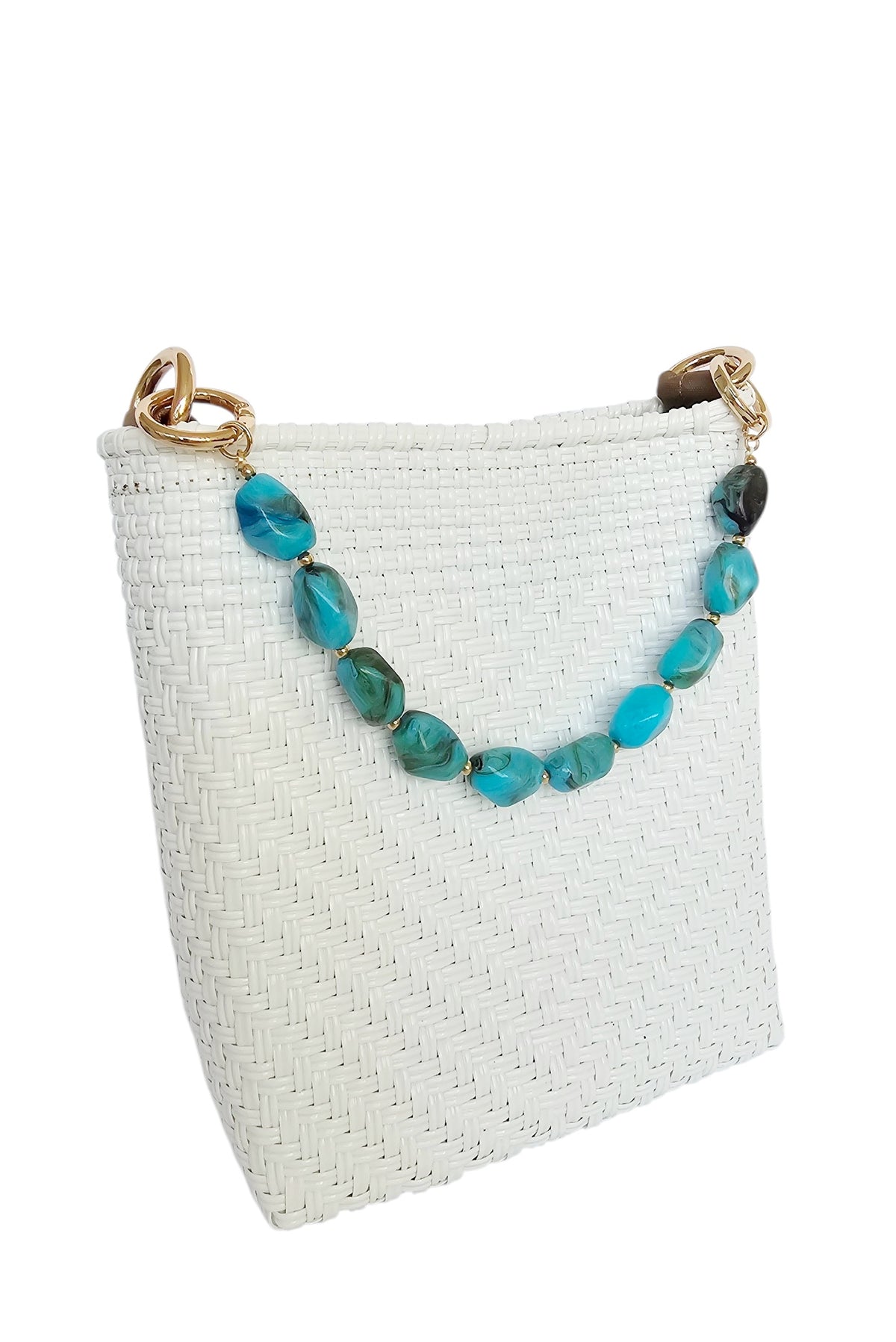 Milano Slim Crossbody Bag – White Pearl — handwoven recycled-plastic crossbody bag by Mavis by Herrera