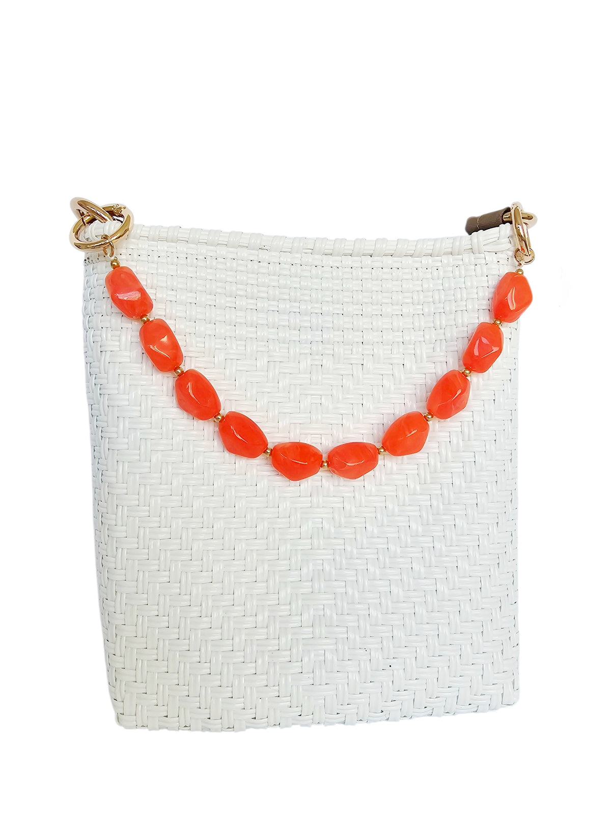 Milano Slim Crossbody Bag – White Pearl — handwoven recycled-plastic crossbody bag by Mavis by Herrera