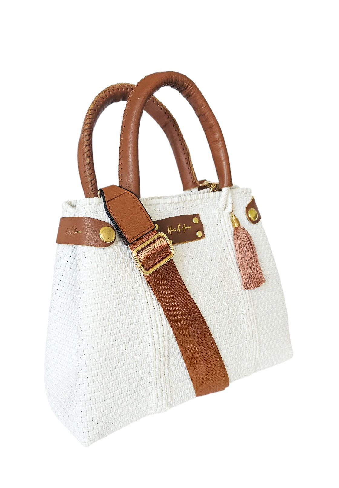 Mini Less Pollution Crossbody Bag – White Pearl — handwoven crossbody bag by Mavis by Herrera