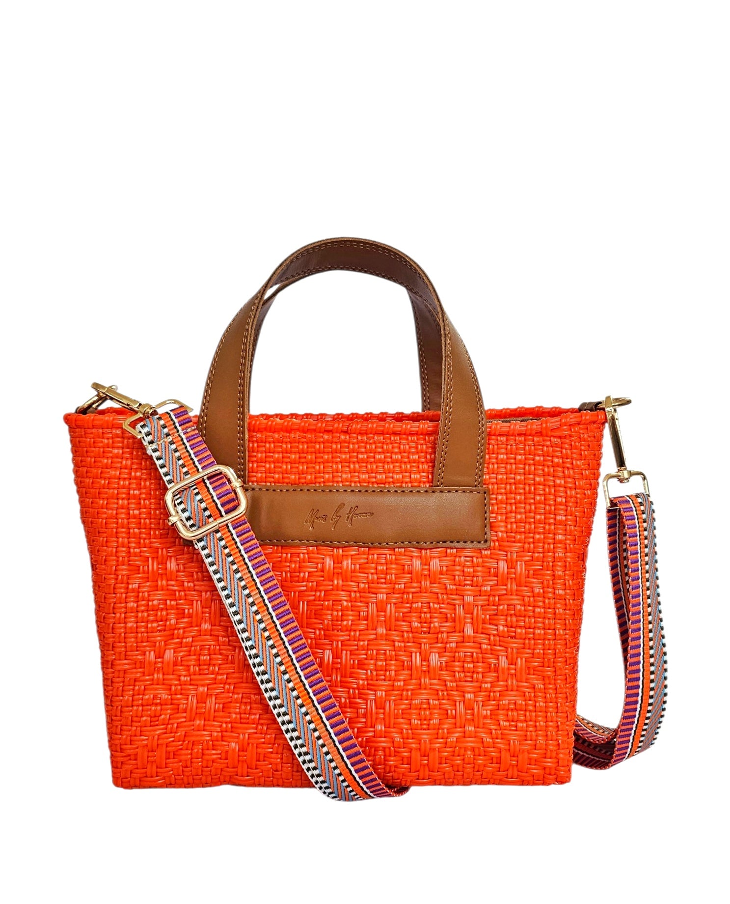 Riviera Crossbody Tote Orange | Luxury Handwoven Bag | MAVIS BY