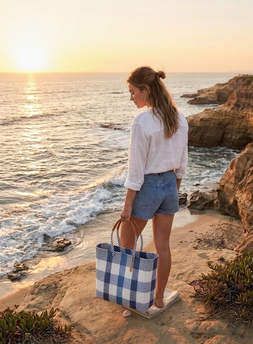 The Isla Market Tote - Sea Blue