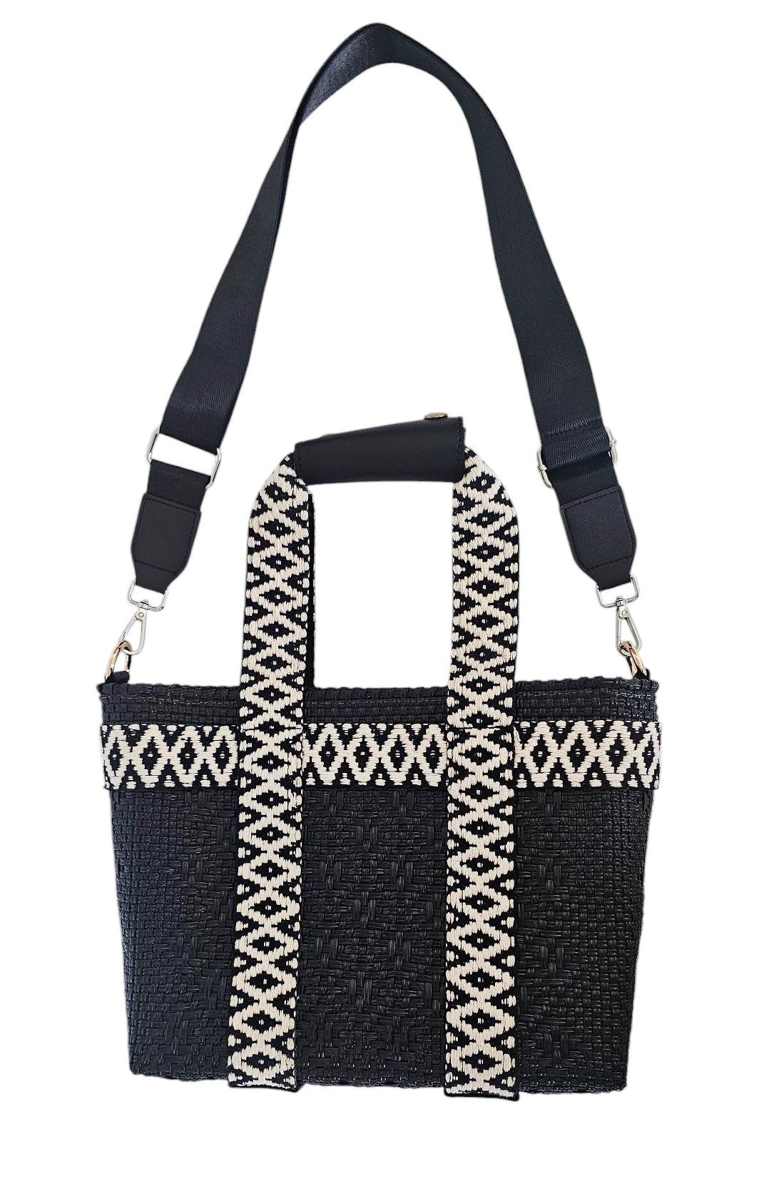 Chic Mini Tote Crossbody Bag - Black
