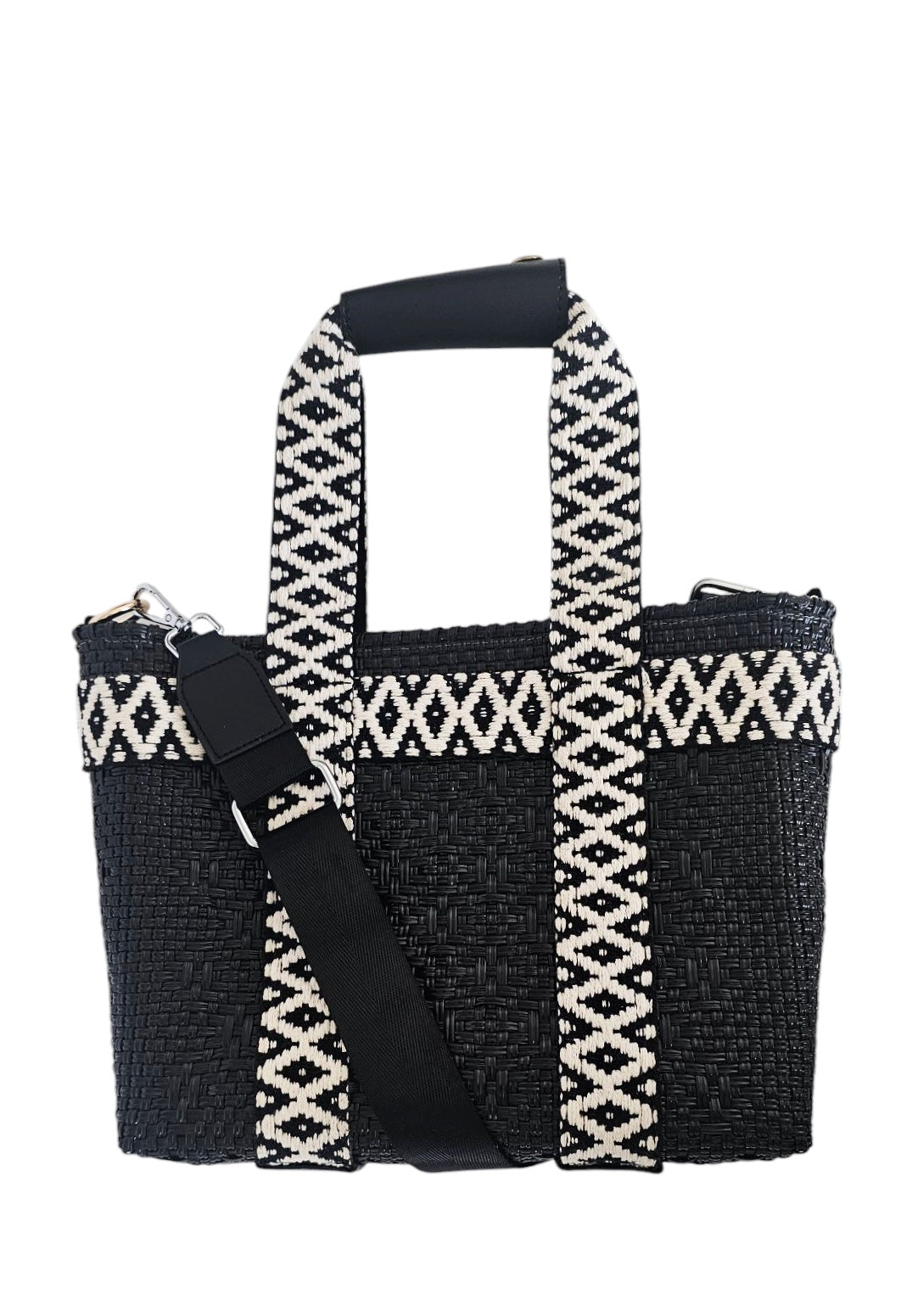 Chic Mini Tote Crossbody Bag - Black