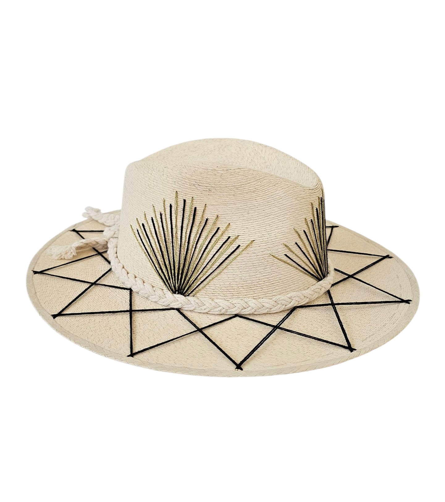 Solara Palm Hat - Black-Gold