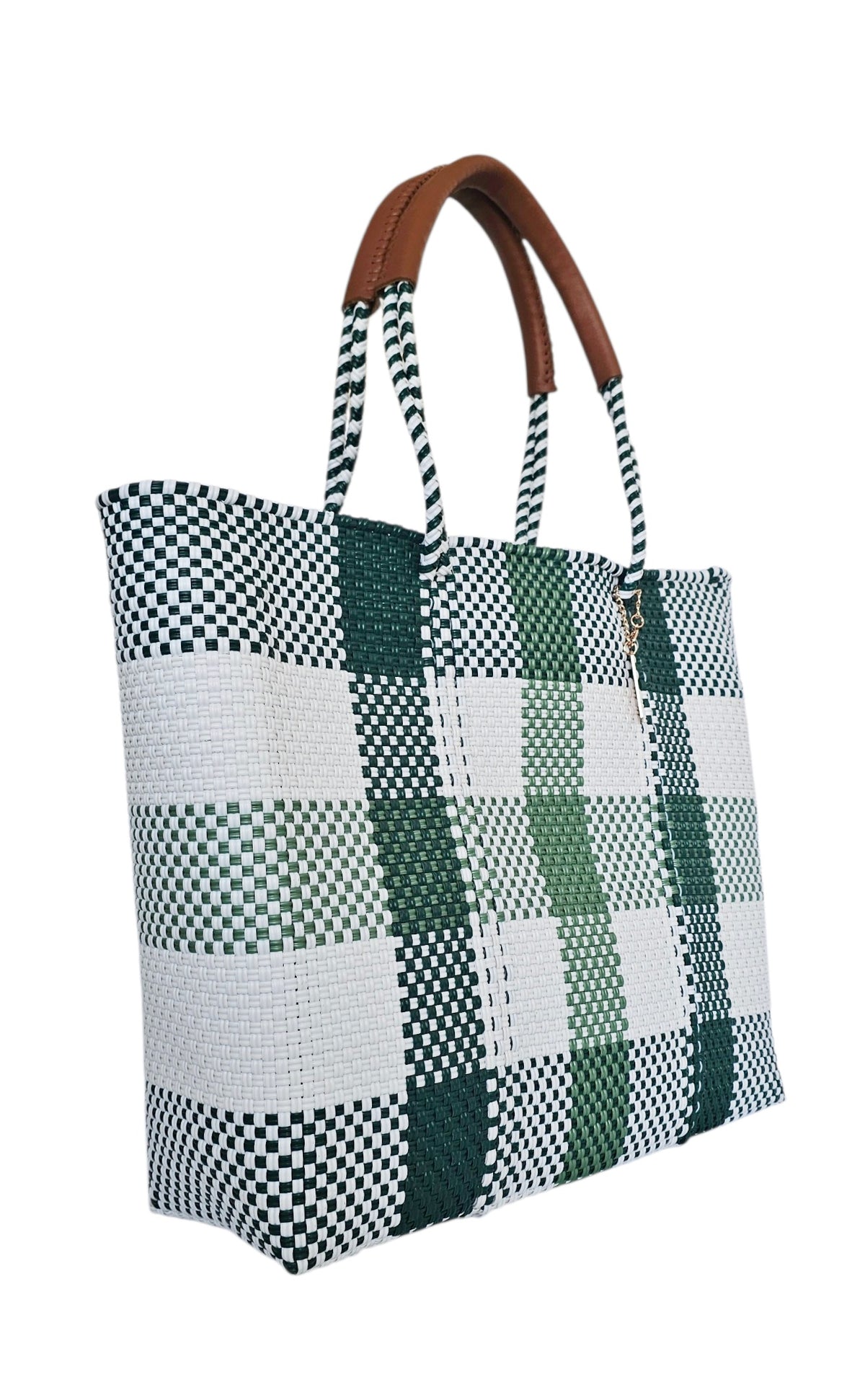 The Isla Market Tote – Palm Green — handwoven recycled-plastic market tote by Mavis by Herrera