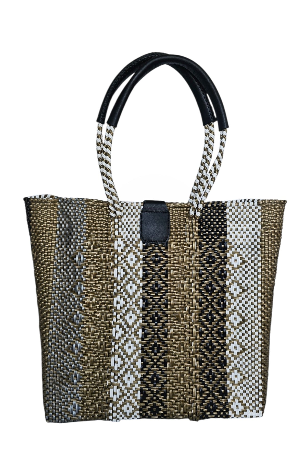 The Lavanda Gold Tote Bag — handwoven recycled-plastic resort tote by Mavis by Herrera