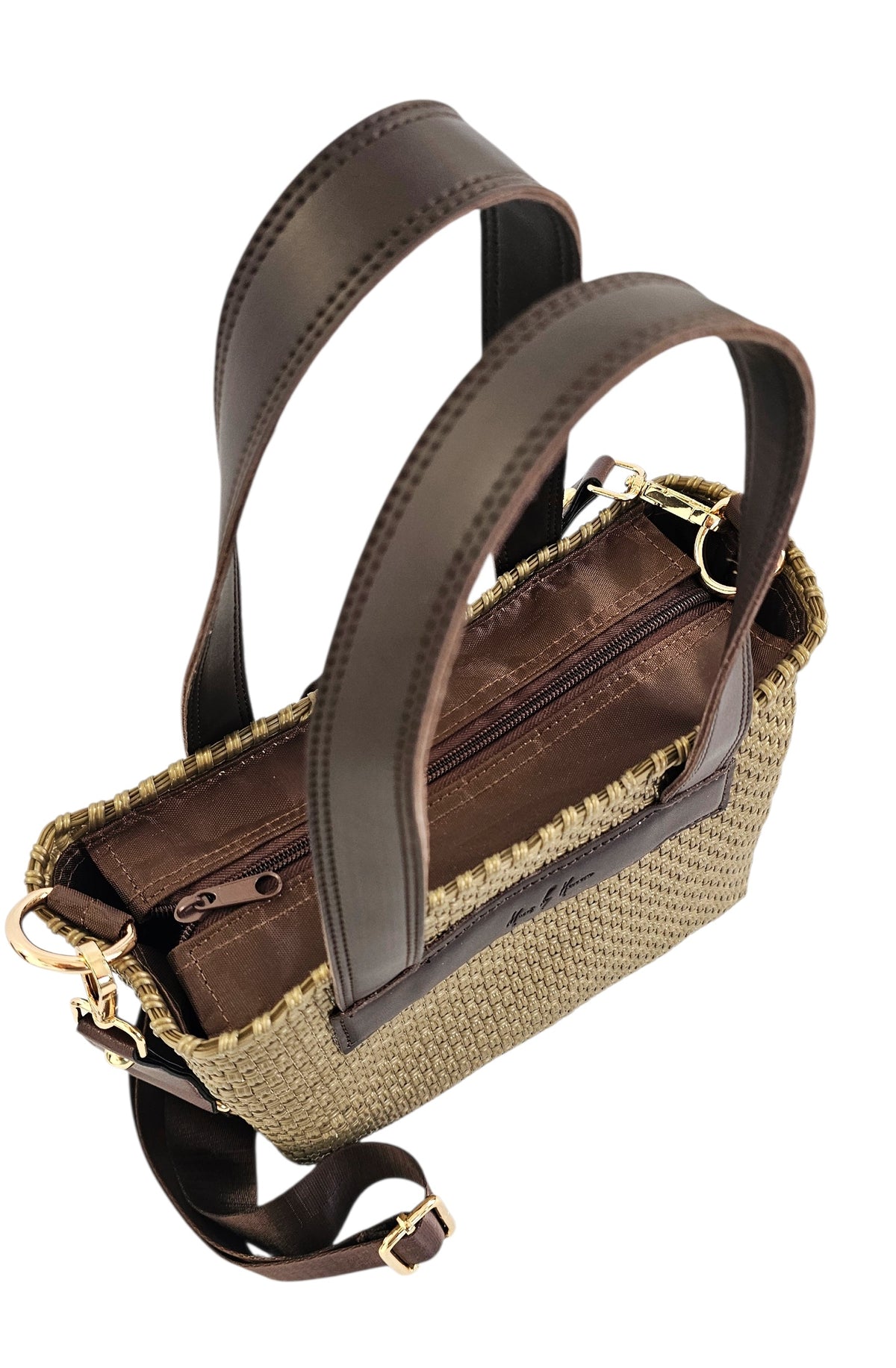 The Riviera Crossbody Tote — handwoven recycled-plastic convertible crossbody tote by Mavis by Herrera