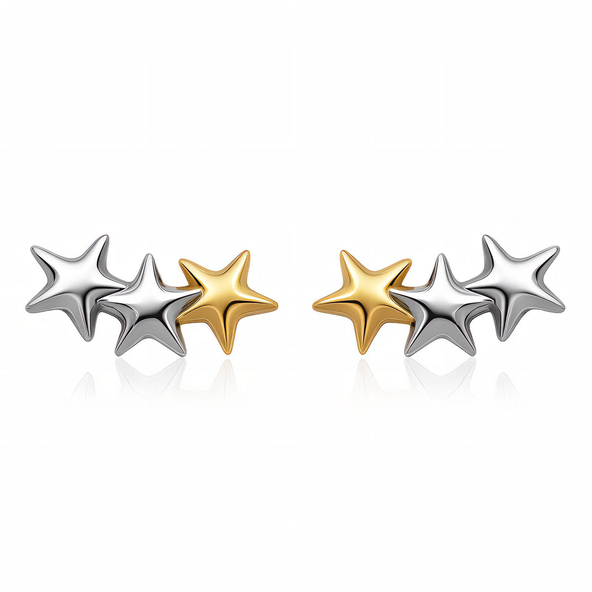 The Star stud Earrings: mixed-metal star stud earrings, full pair.