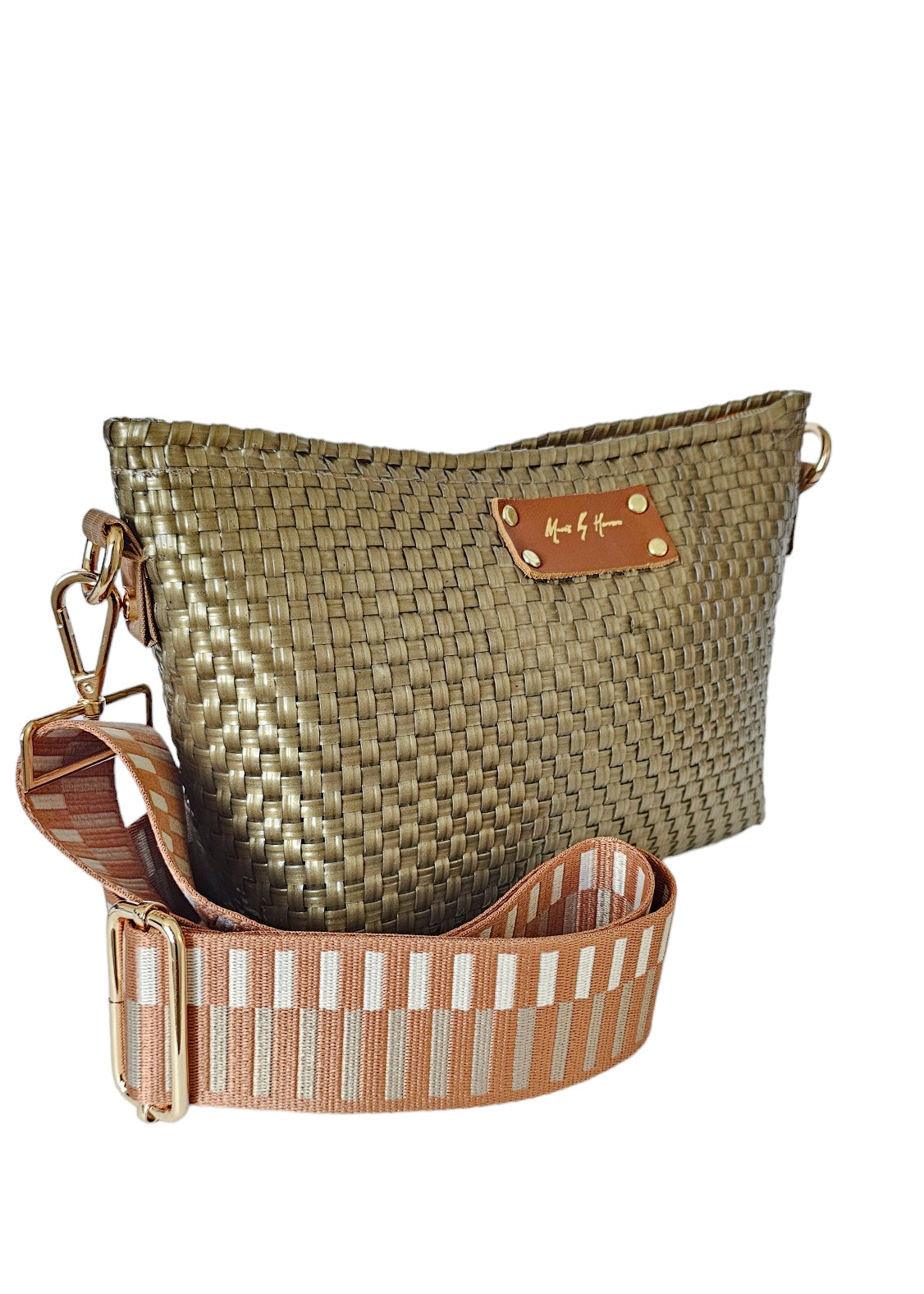 Victoria Crossbody Bag – Gold — handwoven recycled-plastic crossbody bag by Mavis by Herrera