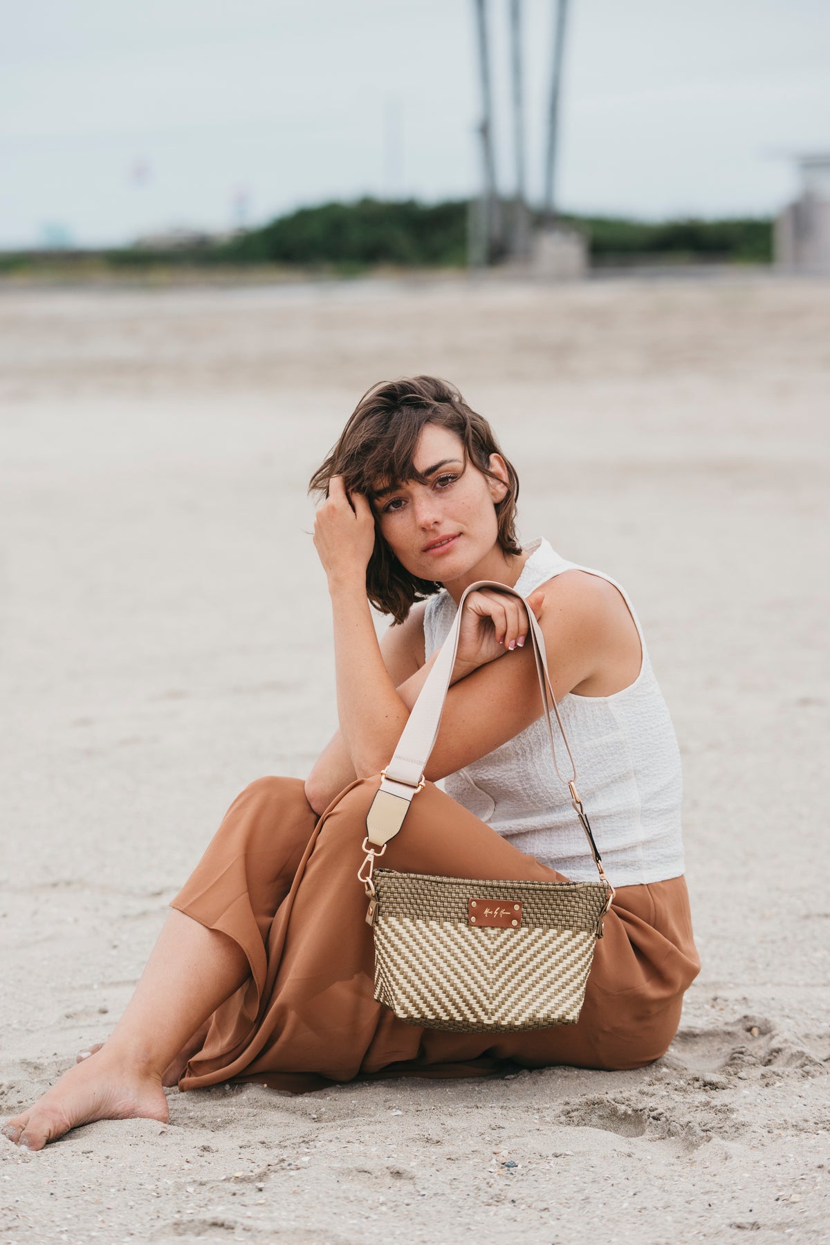 Victoria Crossbody Bag – Luxe Ivory Gold — handwoven recycled-plastic crossbody bag by Mavis by Herrera