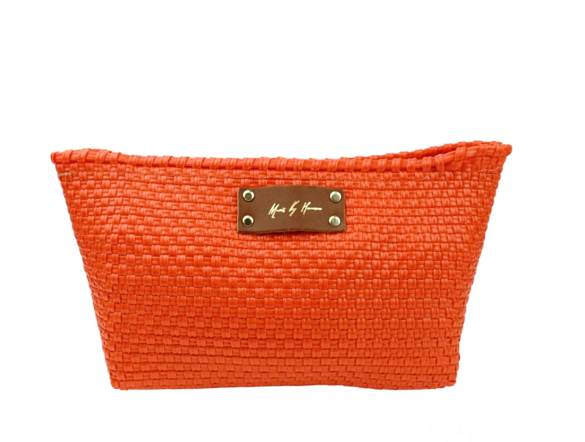 Bella Clutch Purse – Vivid Orange — handwoven recycled-plastic clutch purse by Mavis by Herrera
