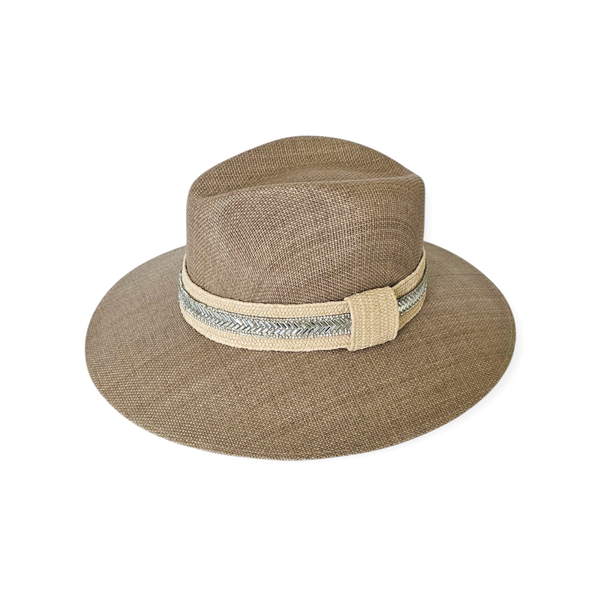 Crystalline Couture Hat- Brown