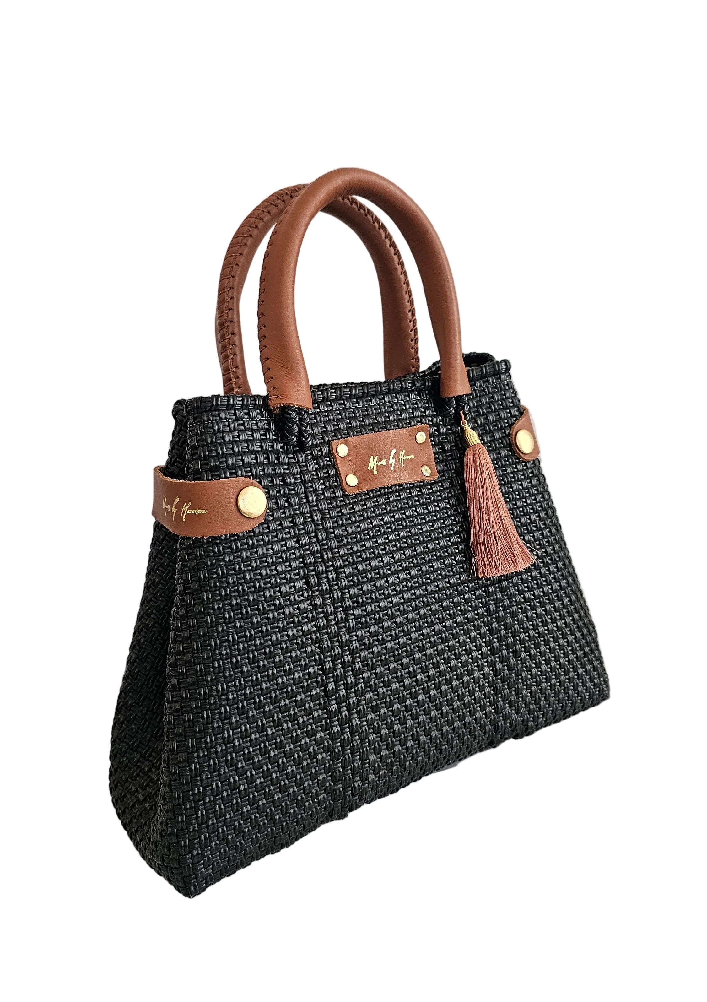 Mini Less Pollution Convertible Crossbody Bag – Black Pearl — handwoven crossbody bag by Mavis by Herrera