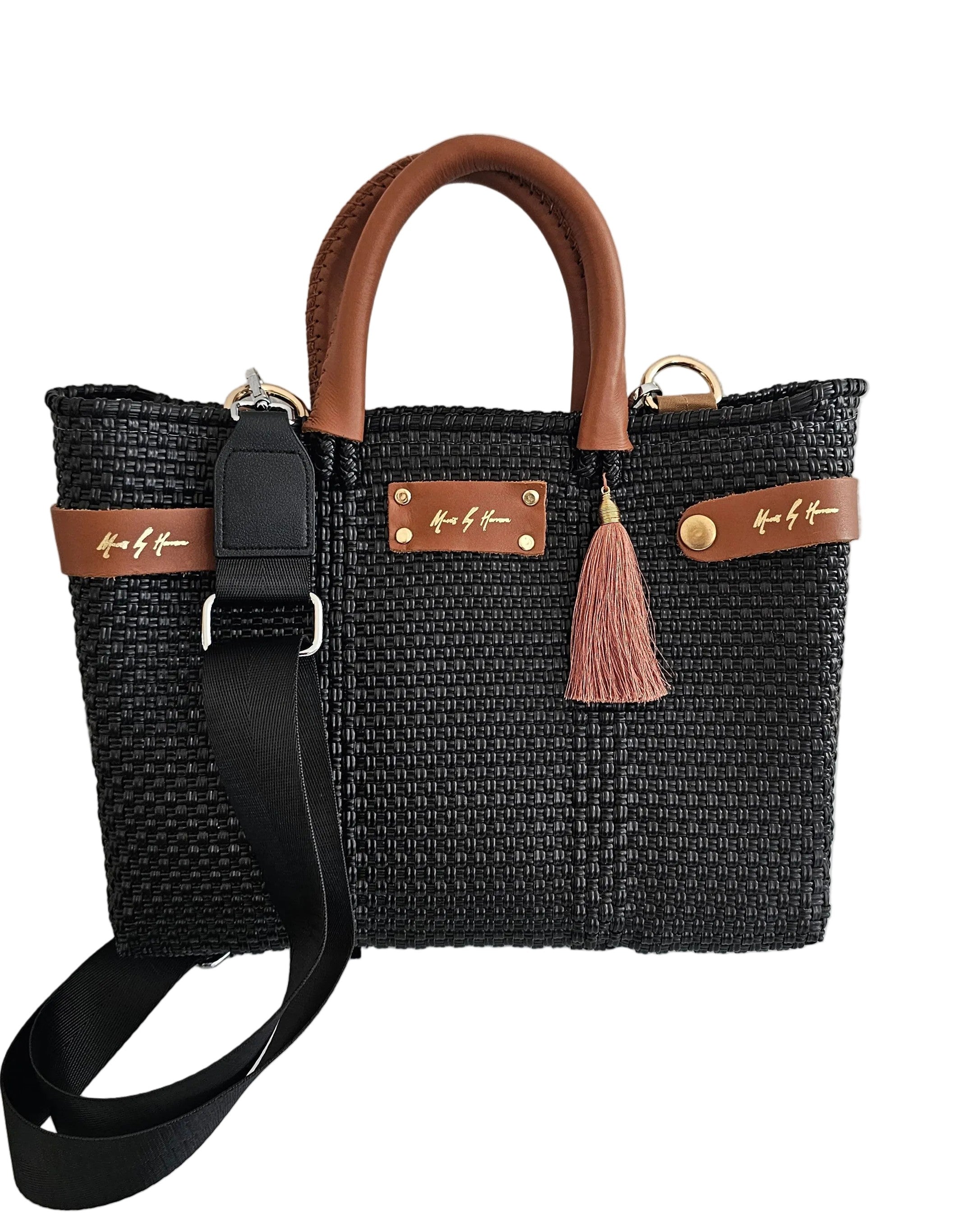 Mini Less Pollution Convertible Crossbody Bag – Black Pearl — handwoven crossbody bag by Mavis by Herrera