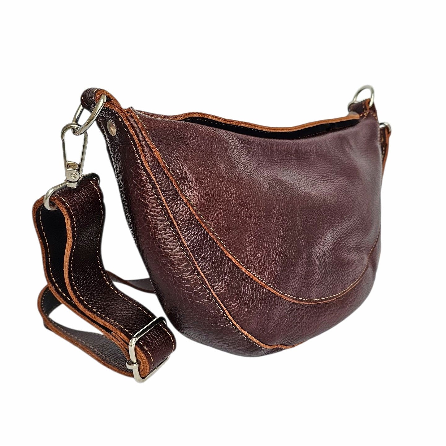 MBH Luna leather crossbody bag in color brown
