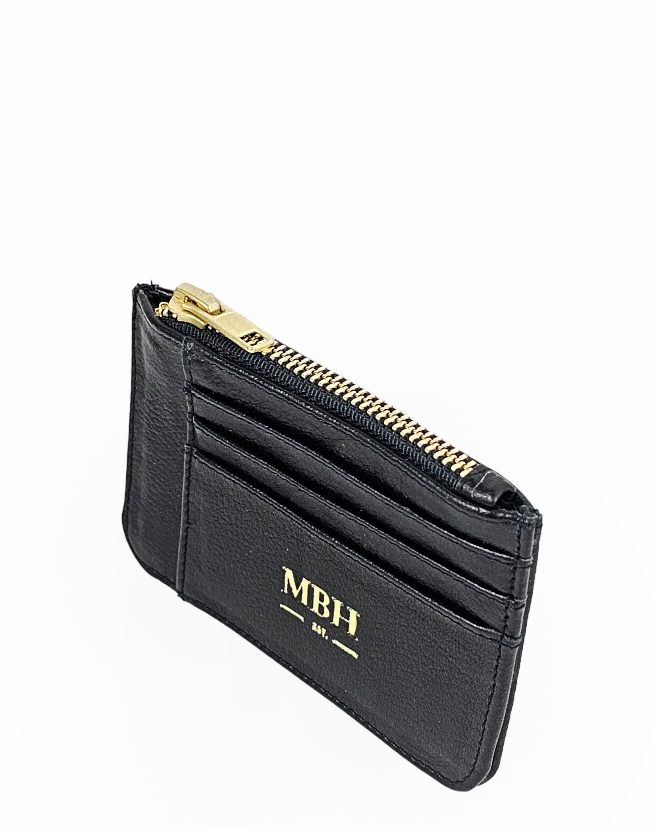 Leather Zip Card holder - Black
