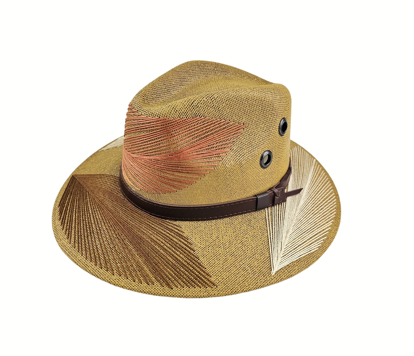 Elegant Leaf Fedora Hat - Brown